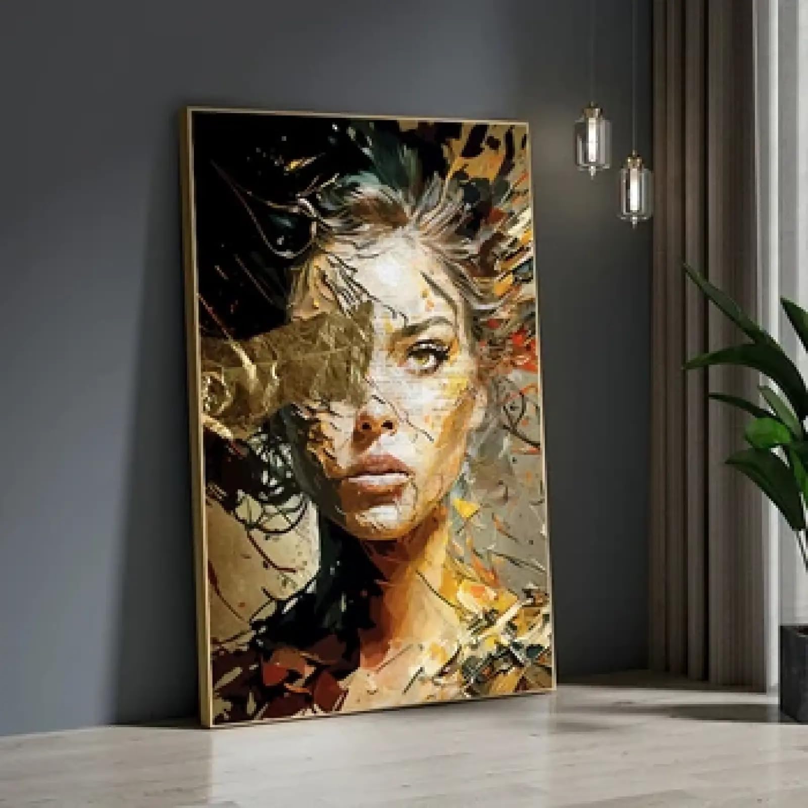 Impression toile portrait graffiti feuille d'or art moderne - 8