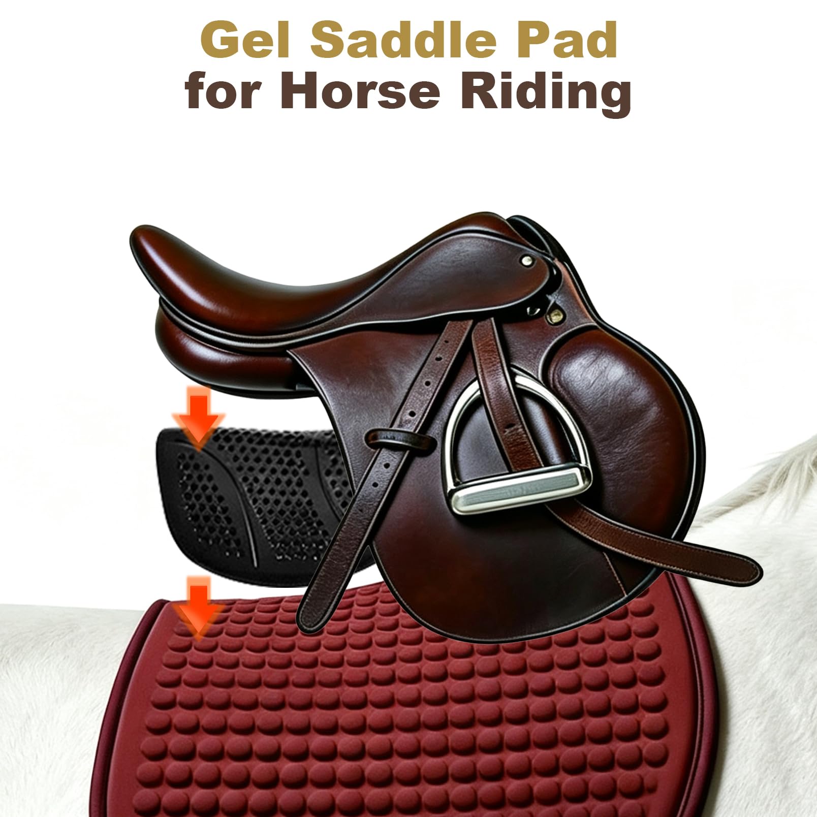 Sottosella Gel Cavallo, 52,5 x 42,5 cm, Antiscivolo, Ammortizzante