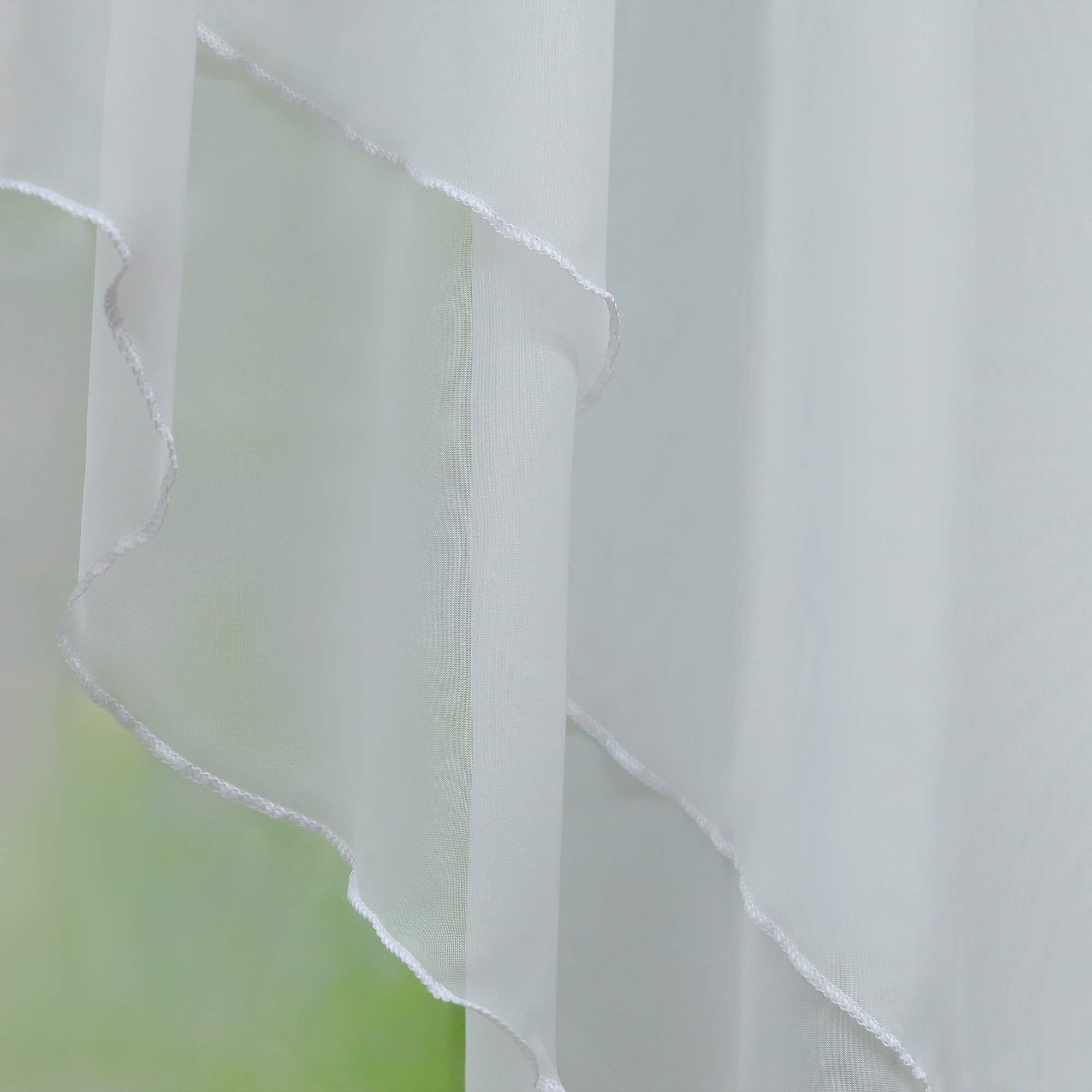 Yujiao Mao Sheer Swag Curtain Window Treatment Pole Pocket Kitchen Tier Curtains Double Layer Roman Transparent Polyester Window Valance, 2pcs(White,31 inch Length)