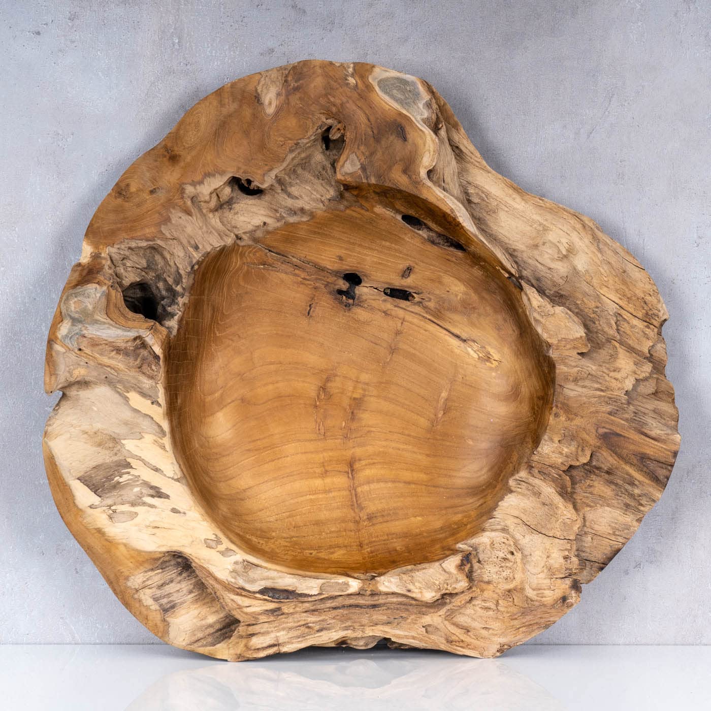 levandeo Cuenco de madera de teca maciza, 50 cm, decoración de mesa