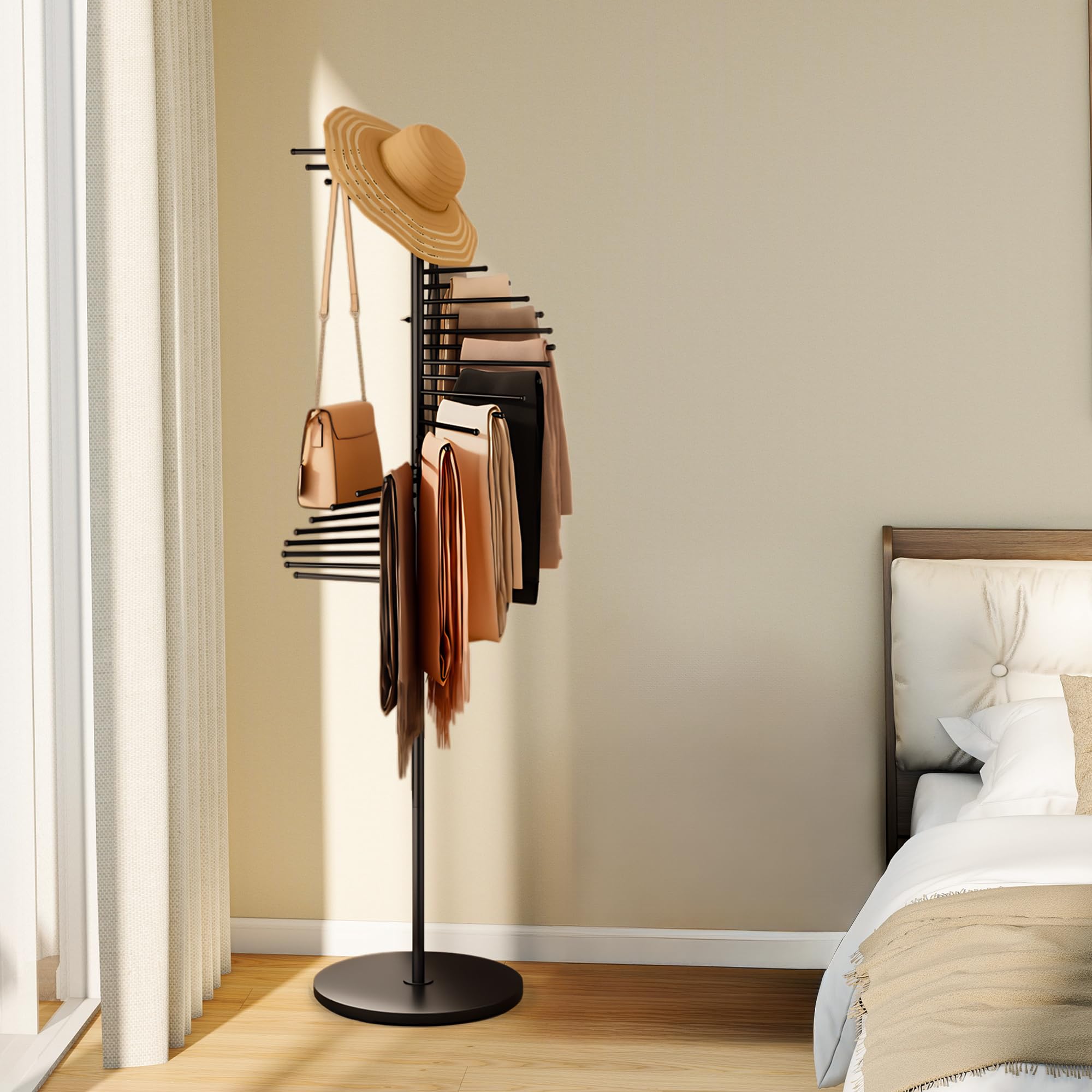 Soporte de bufanda en espiral lesolar con 30 varillas de metal para tiendas y hogar