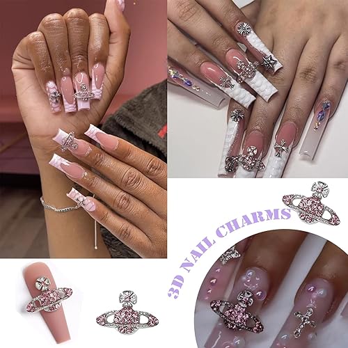 Miniatura 2 de 44 dijes para arte de uñas, 3D, planeta, para uñas acrílicas, forma de Saturno, suministros de arte de uñas, gemas brillantes para uñas, diamantes