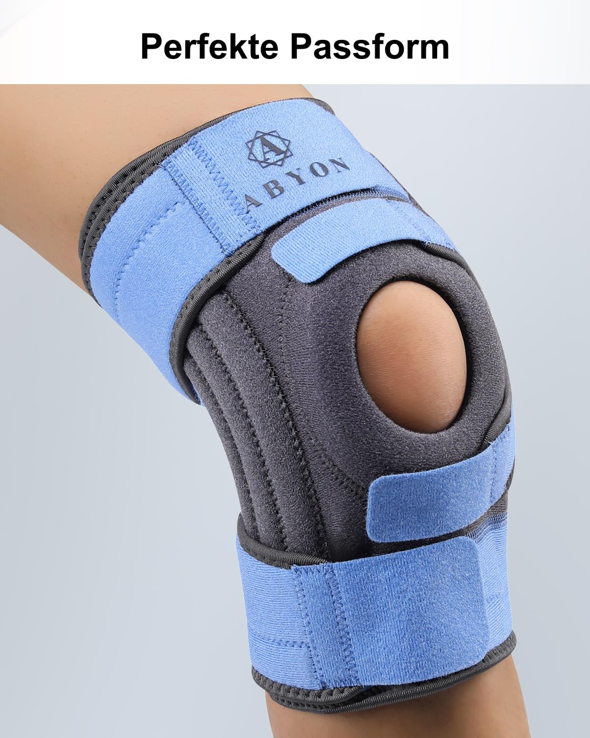 ABYON Kniebandage für Männer und Damen, Verstellbare Knieorthese mit 4 Riemen und 3 Beidseitige Stabilisatoren bei Arthritis, Linderung von Gelenkschmerzen, Bändern, Meniskusriss, Gehen, Laufen
