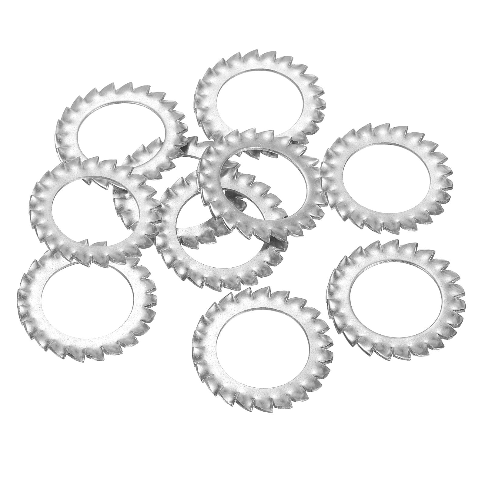 sourcing map 10 Pcs 304 Stainless Steel External Tooth Lock Washers, M27 Star Locking Washer Serrated Washer for Screw Bolt Mechanical Equipment Fasteners, Silver