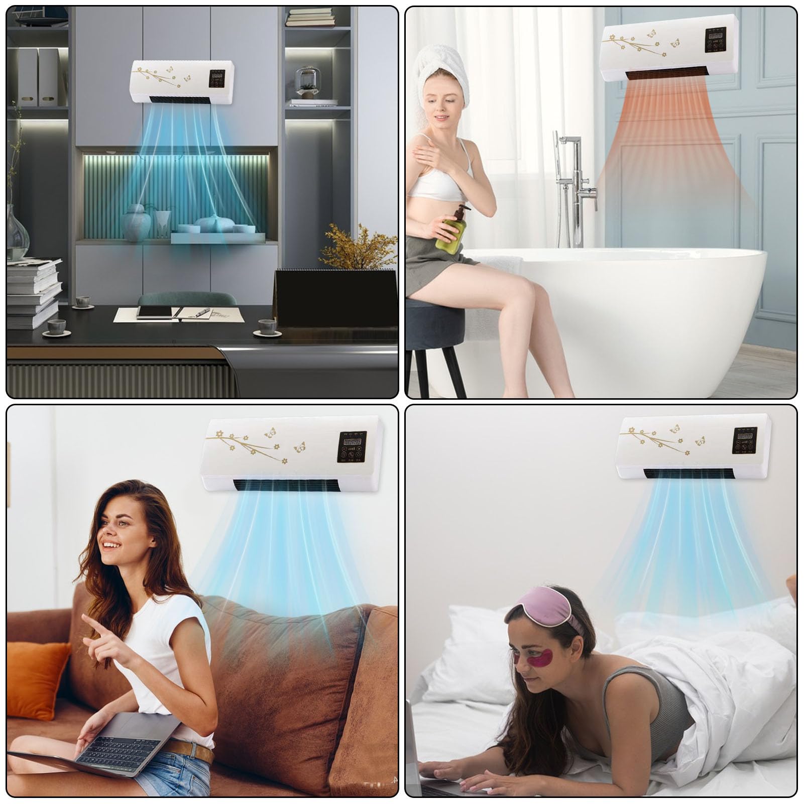 Split Max Aire Acondicionado Portátil, 2 En 1 Frío Y Calor Aire, Acondicionado Split Con Temporizador, AireAcondicionado Pared Sin Unidad Exterior, Para El Hogar, Sala De Estar Y Dormitorio