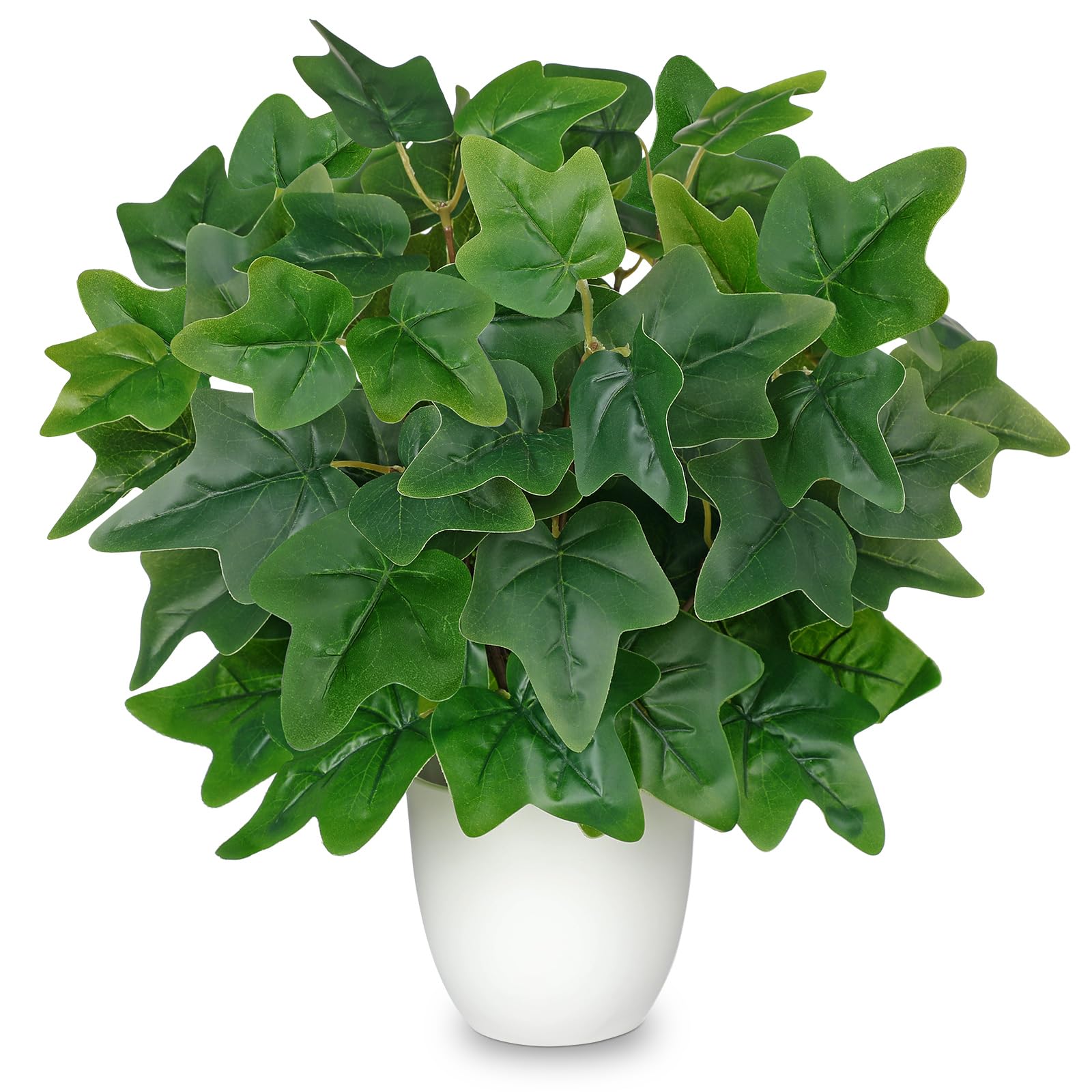 Hollyone 40CM Artificial Ivy in White Pot, 15.7'' Fake Plants for Home Decor, Realistic Faux Greenery for Living Room, Kitchen Table Centerpiece, Shelf, Windowsill Decorations