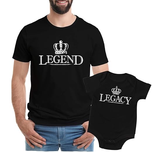Legend Legacy Bodysuit Set For Dad And Baby Gift From Mom, Black 2XL & Black 3-6