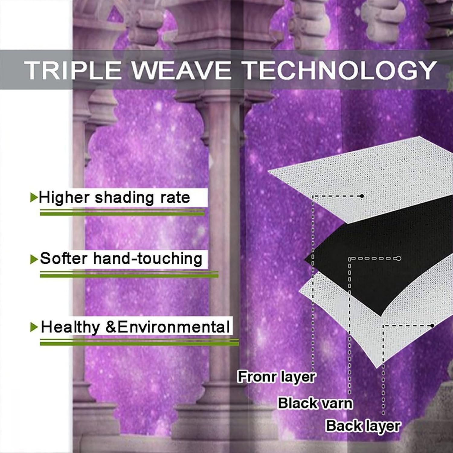 Brebasf Abstract Mid Century Castle Arch Curtains - Fantasy Purple Galaxy Mystery Garden Florals Window Drapes Darkening Blackout Curtains Thermal Insulated Rod Pocket Curtains 2 Panels 45"L x 21"W