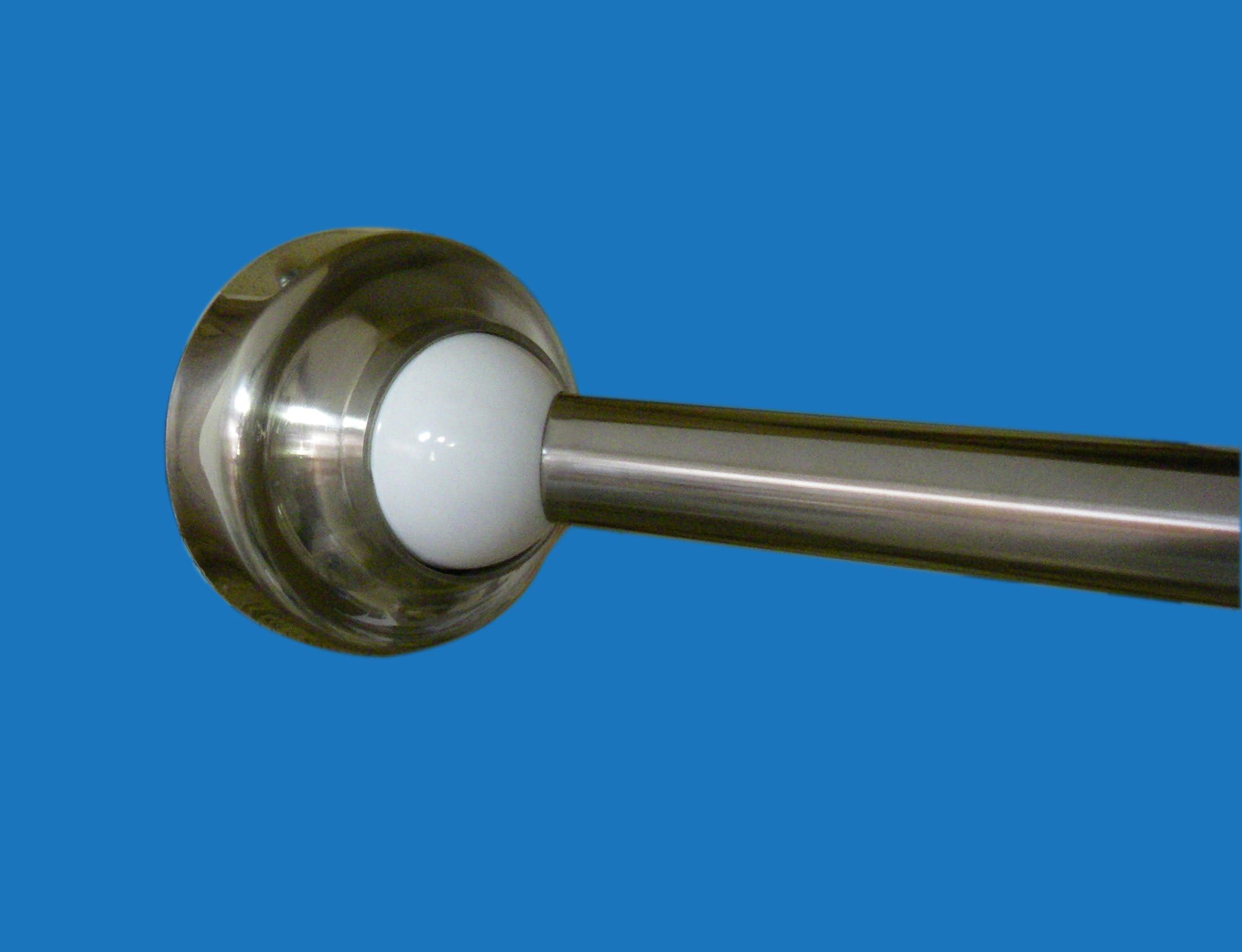 Rotator Rod Curved Shower Rod, Nickel Cap w/ White Accent Ball