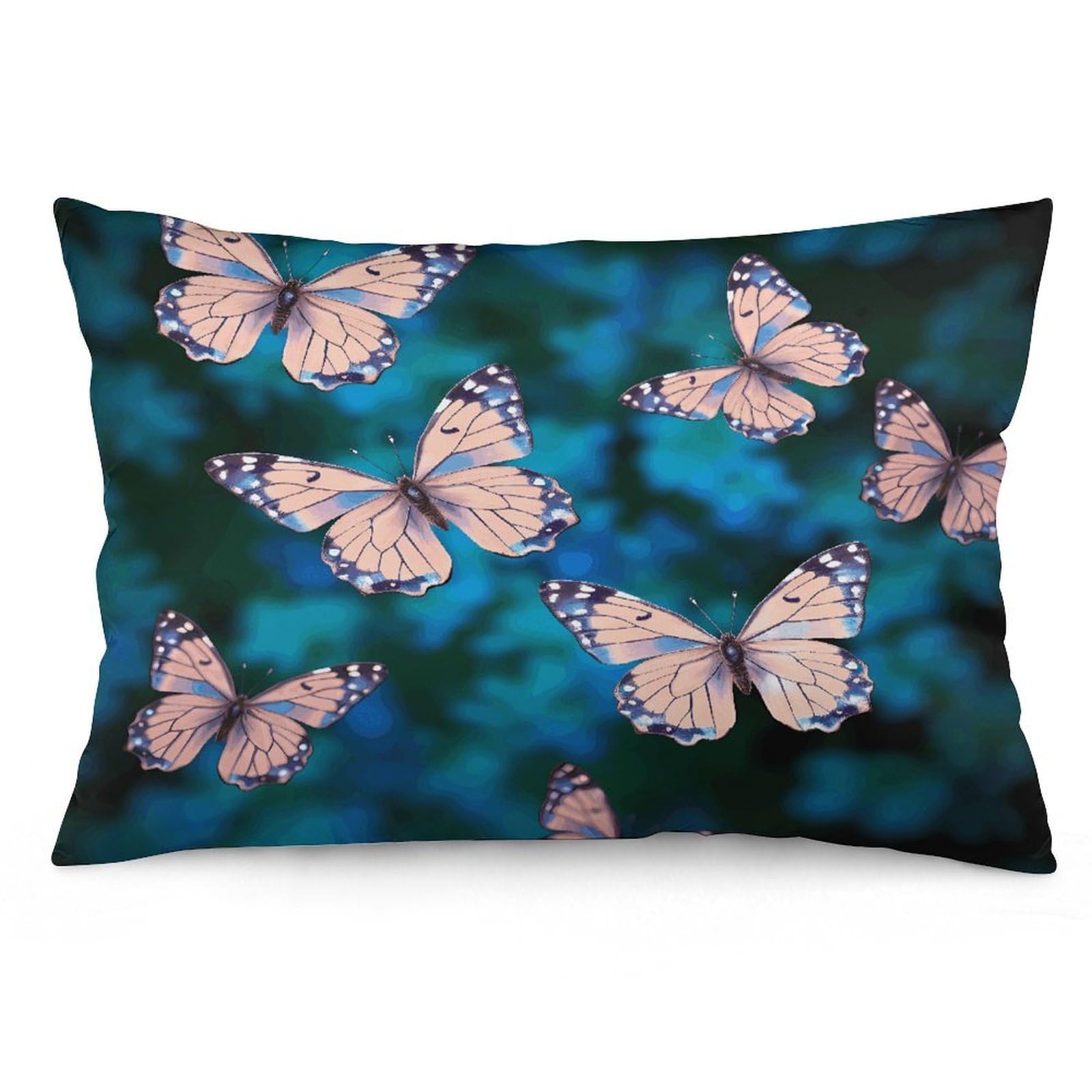 Cute Butterflies Throw Pillow Cover Soft Lumbar Pillow Covers with Zipper Breathable Rectangular Cushion Case Polyester Pillow Case Decorative Body Pillow Cover for Couch Bed