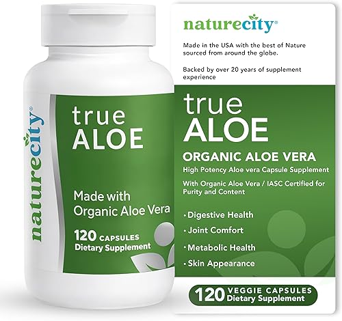 Miniatura 8 de NatureCity True-Aloe 80,000 mg equivalente de gel de aloe vera por porción, fabricado con aloe vera orgánico (360 cápsulas) soporte digestivo, piel