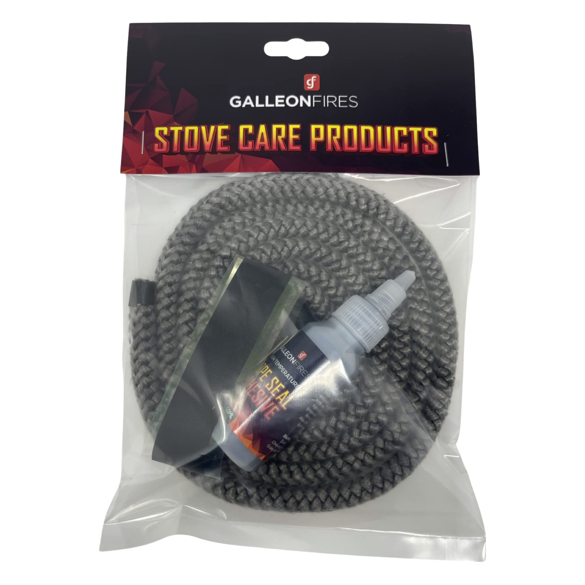 12mm Soft Stove Door Rope, Black Soft Rope Seal Pack Kit (with Large 50ml Super Seal Glue) Soft 12mm x 2M