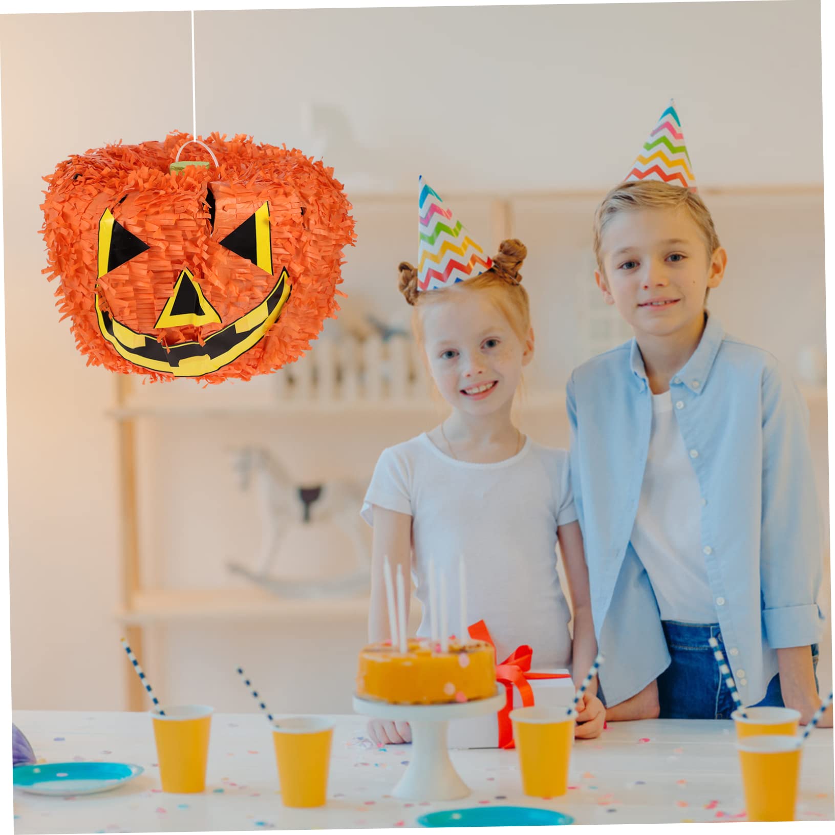 KOMBIUDA Kürbisförmige Piñata aus Papier als Gastgeschenk mit Zuckergefülltem Spielzeug Sicher zum Spielen für Kindergeburtstag und Herbstparty Deko