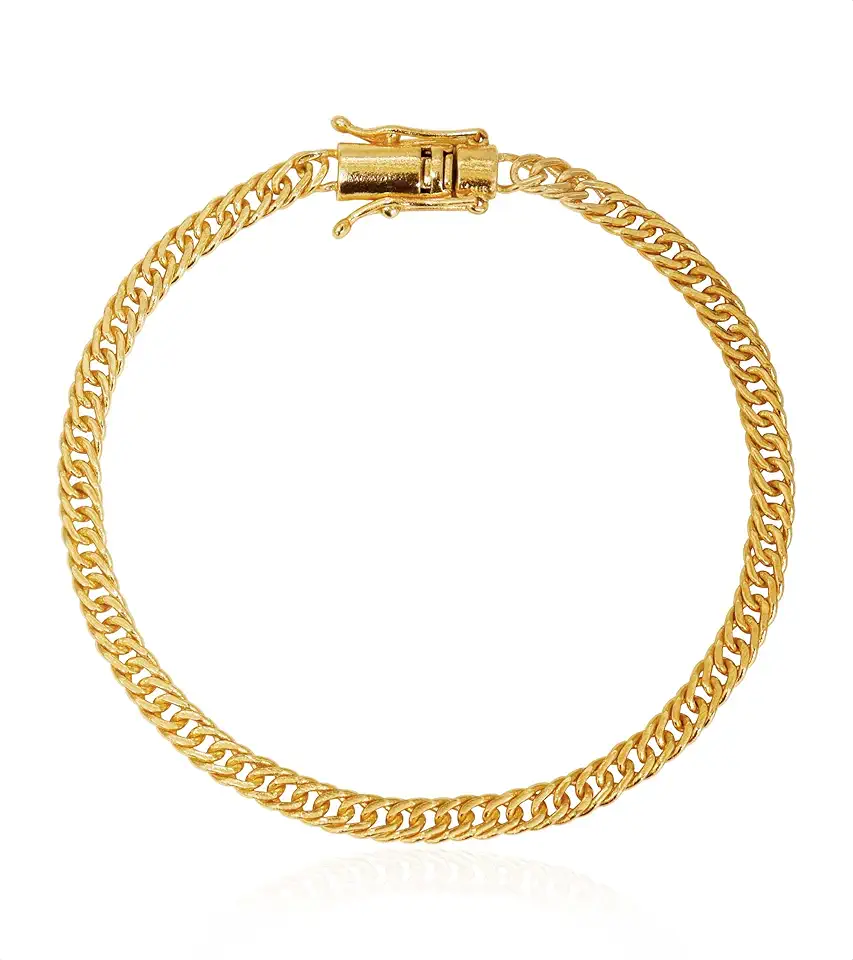 Pulseira De Moeda Antiga Banhada A Ouro 18k - Grumet 4mm
