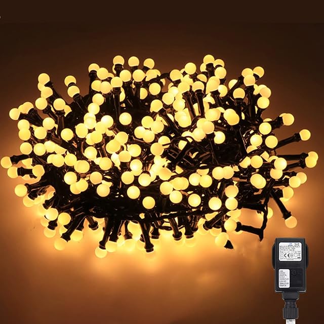 Christmas Lights Outdoor, 23m Christmas Lights Indoor 200LEDS Tree Lights IP44 Fairy Lights Plug in Mains Powered Outside Lights for Christmas Decorations, Wall, Bedroom, Xmas Tree, Garden, Party