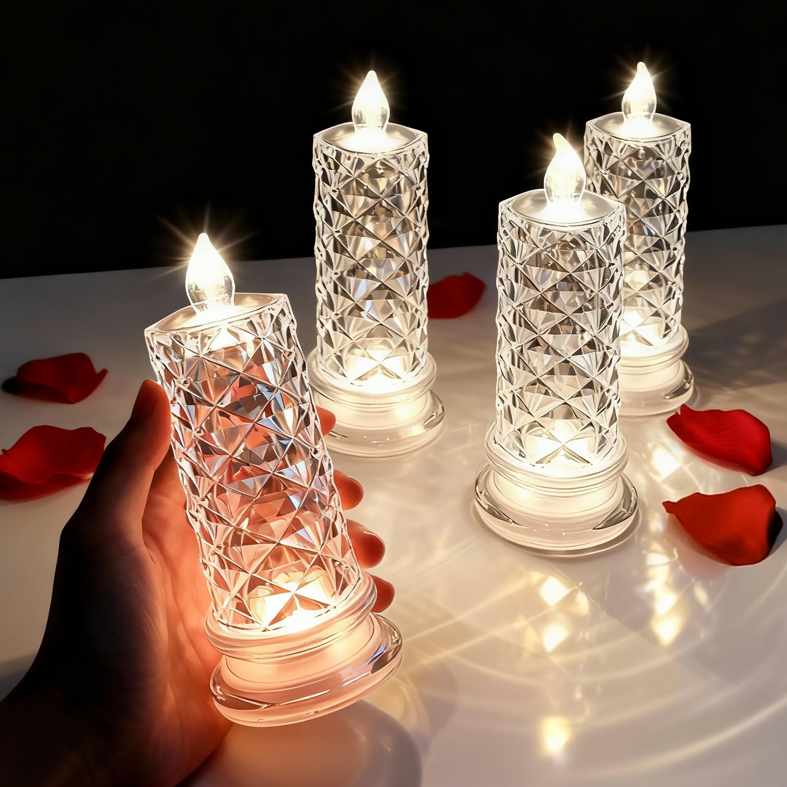 Bougies LED en cristal pour une table de Saint-Valentin romantique - 8
