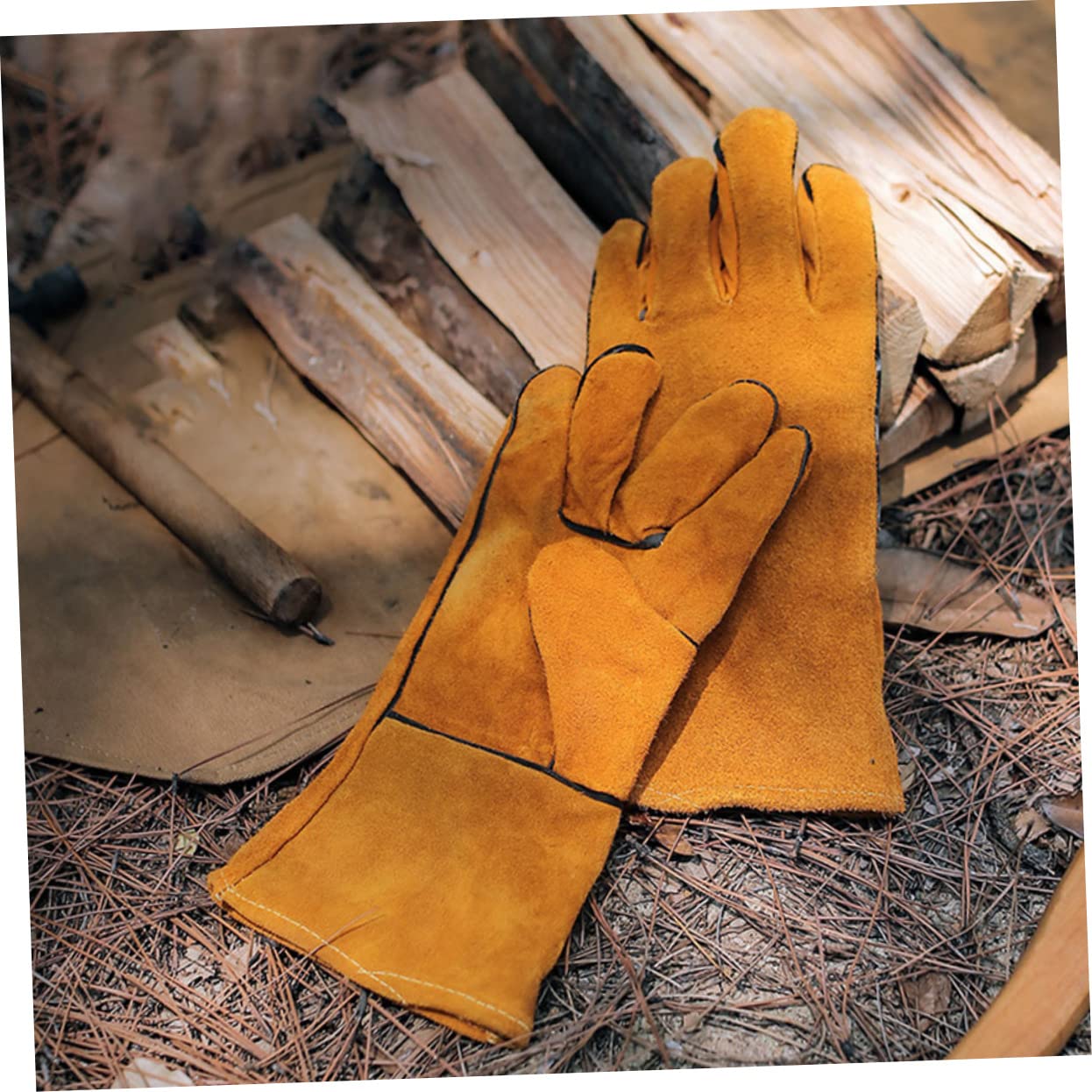 3 Paia Guanti Bbq Lunghi Resistenti Al per Esterni Protezione Avambraccio Guanti Antiscottatura per Barbecue e Campeggio