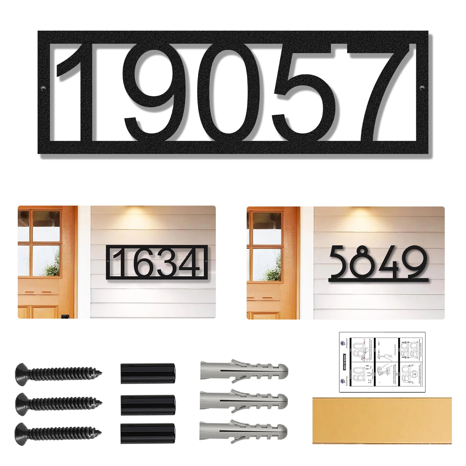 Metal House Numbers for Outside - Personalized Address Number Sign and Street Name Sign - Custom House Numbers Plate - Handmade Metal Address Plaque - large Outdoor Home Numbers