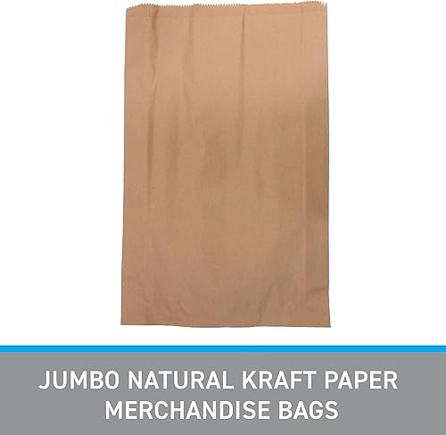 Miniatura 3 de SSWBasics Bolsas de mercancía de papel kraft natural jumbo de 17 pulgadas de ancho x 3 pulgadas de profundidad x 24 pulgadas de alto, caja de 500