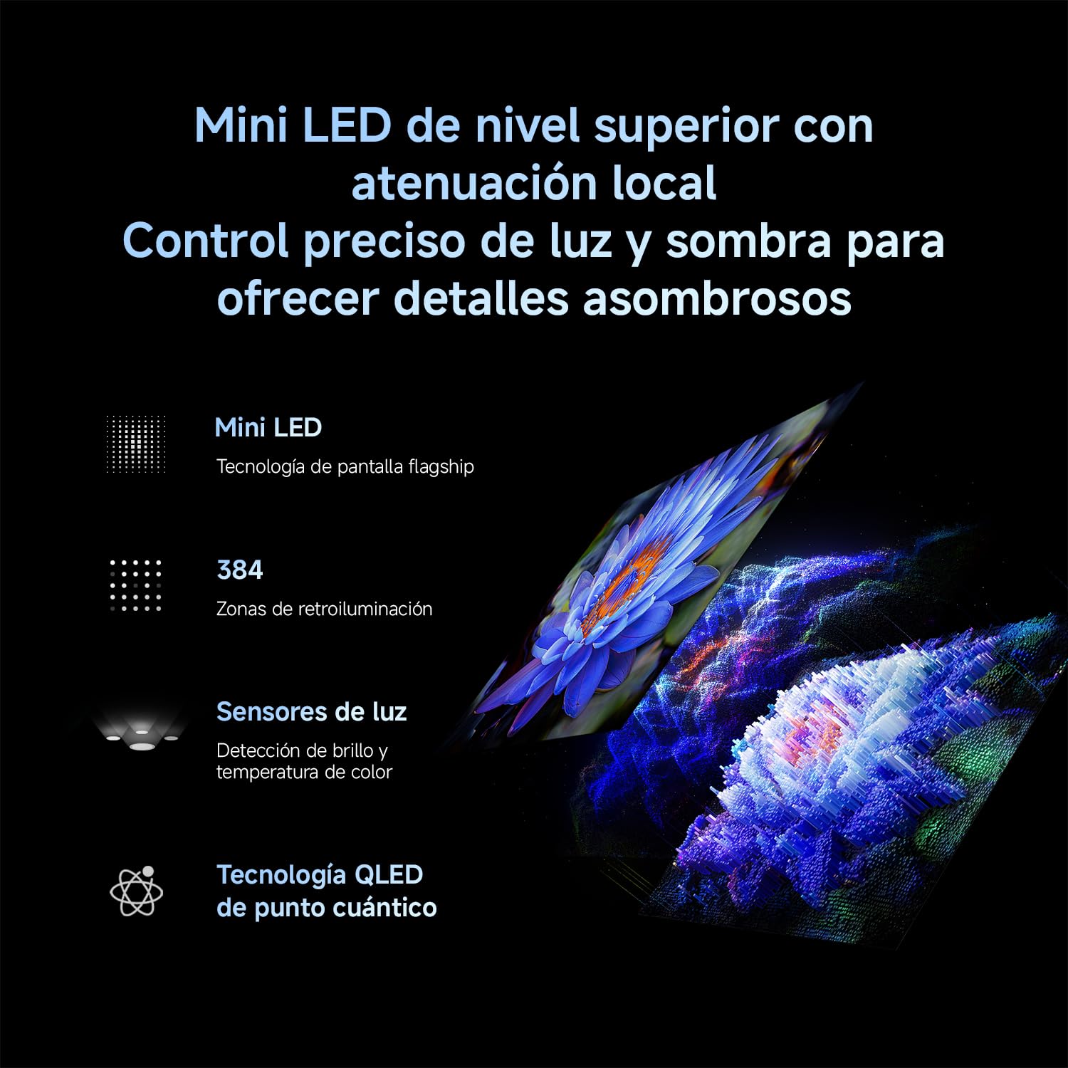 XIAOMI TV S Mini LED 65" (165 cm), QLED Mini LED Televisión, 4K UHD, Smart TV con Google TV, HDR10+, Triple Tuner, DVB T2, 60Hz con 120Hz Game Boost Mode, MEMC, Dolby Audio, Airplay 2