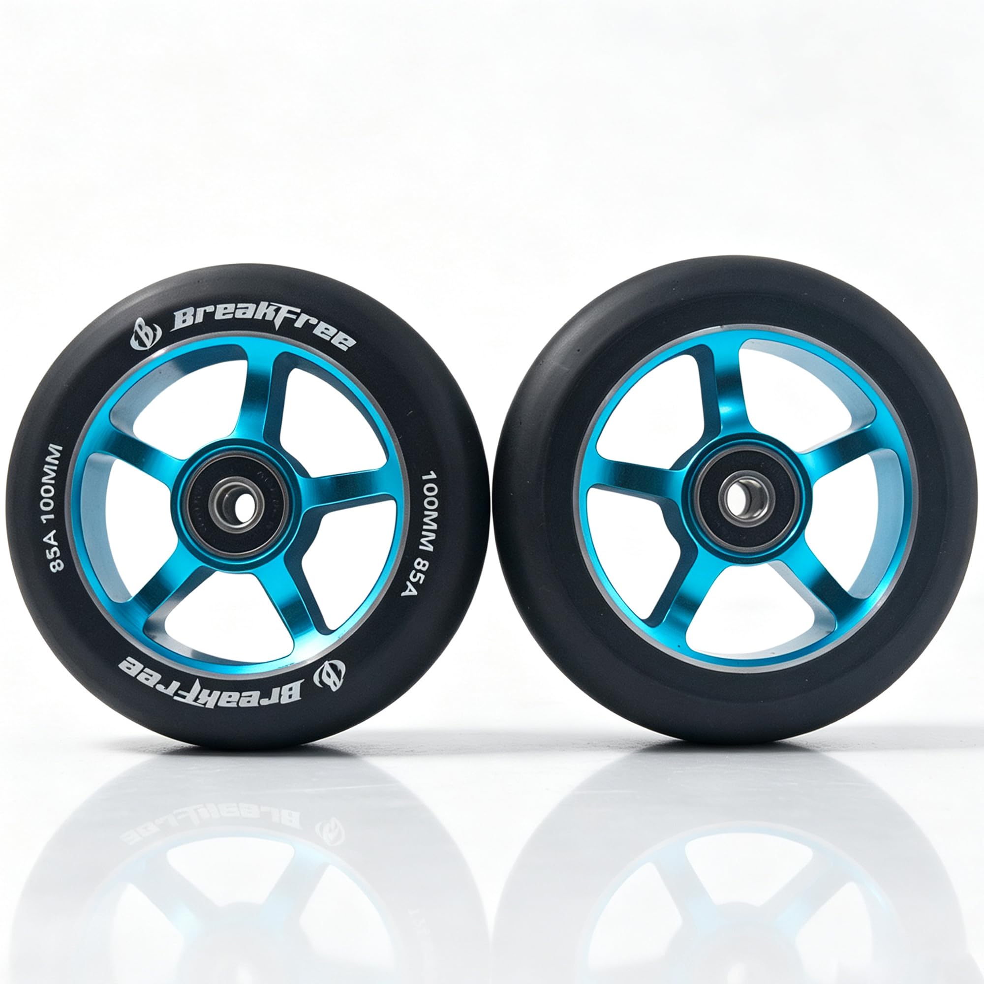 B BREAKFREE 2pcs Replacement 100mm24mm Pro Scooter Wheels with ABEC 9 Bearings for Outdoor & Indoor (Sky Blue)