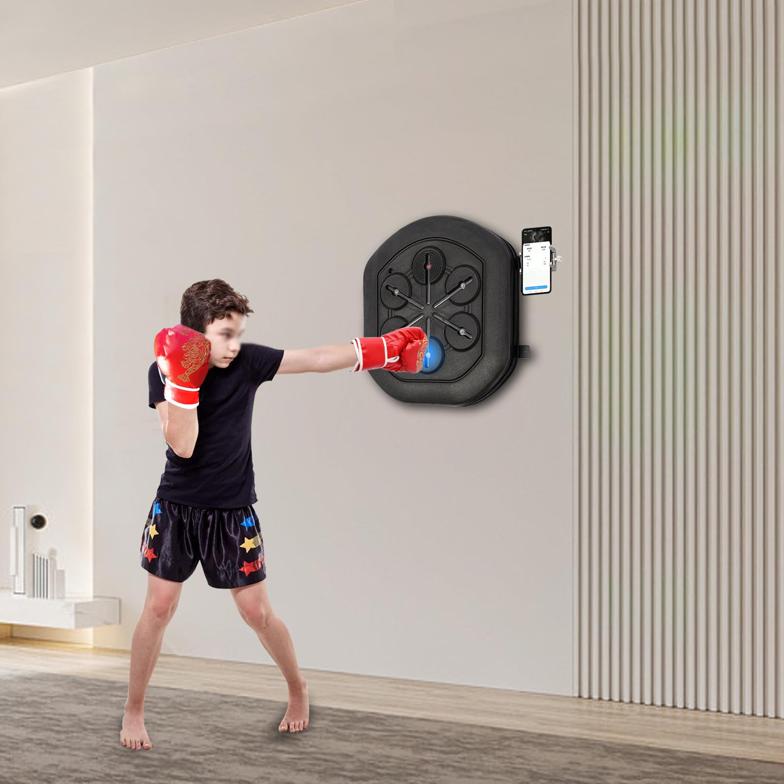 Music Boxing Machine Kocusu Con Bluetooth - Punching Ball Regolabile Con Luci Per Casa - Foto 8