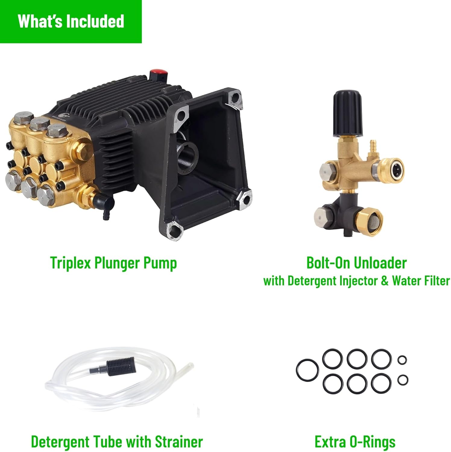Canpump CF 3040 G: 3000 psi @ 4 US gpm Pressure Washer Pump with External Unloader (Easily Replaceable), 1-inch Gas Shaft, Horizontal Replacement Triplex Pump