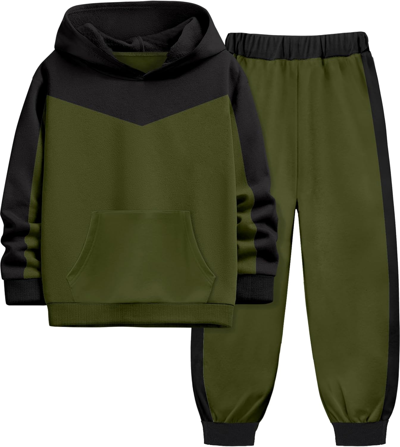 Boys Clothes Long Sleeve Hoodie and Pants Color Block Sweatsuits 2 Piece Boy Fall Winter Outfits Set 5-10T