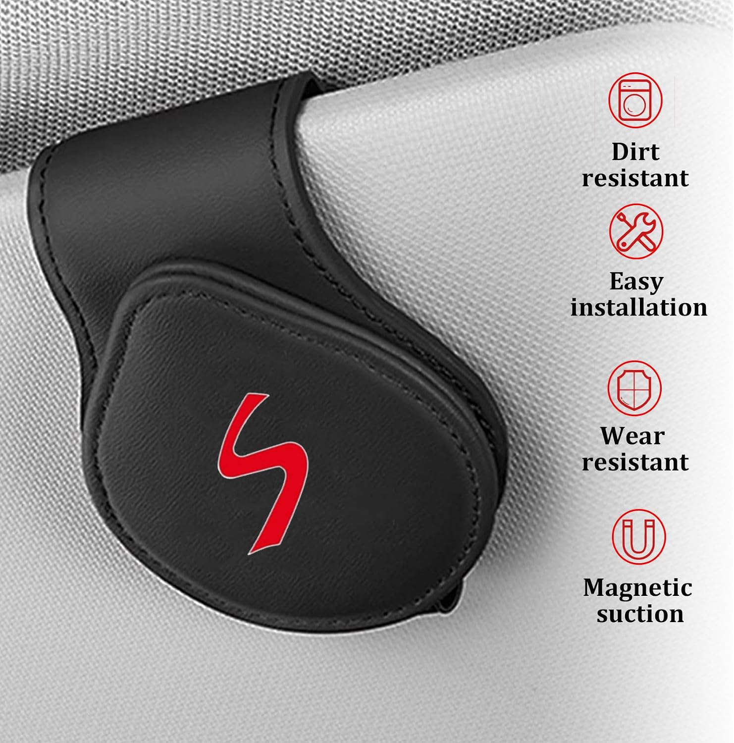 Sunglasses Holders for Car Visor Compatible with Mini Cooper S Accessories Magnetic Leather Glasses Eyeglass Clip for Car Visor Accessories