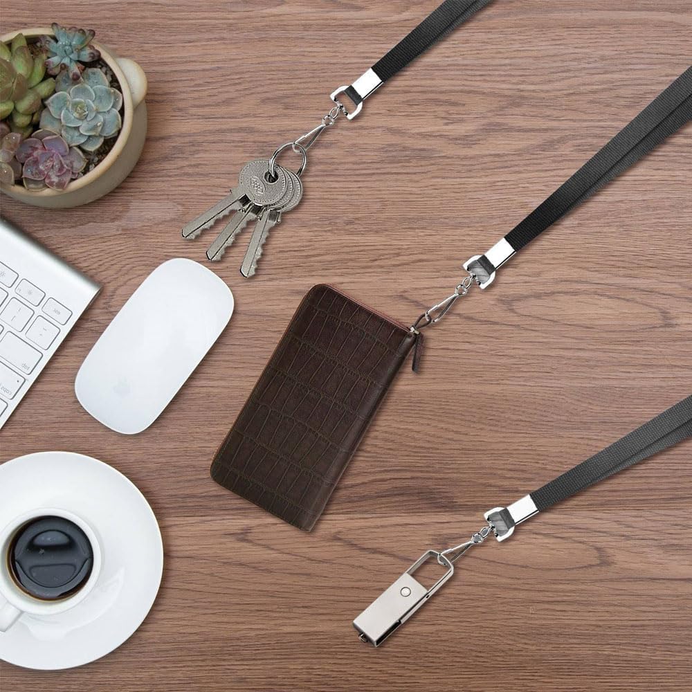 10/25/50/100/150 pcs Lanyard, Bulk Lanyards for Id Badges Flat Lanyard with Badge Clip Swivel Hook for Office School Volunteer Meeting (25, Black) - Image 4