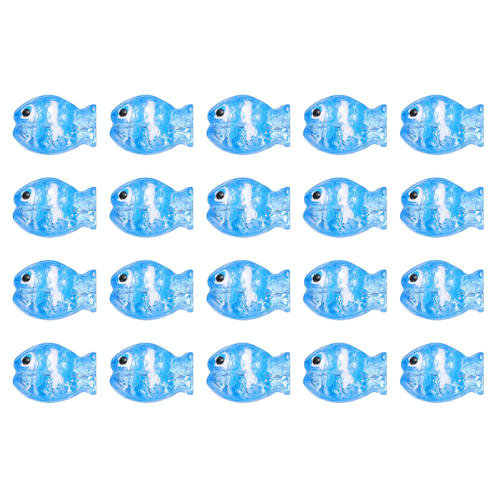 sourcing map 20 Pcs Glass Enamel Fish Beads, Blue Handmade Lampworking Ocean Sea Animals Beads for Jewelry Making DIY Bracelet Necklace Craft