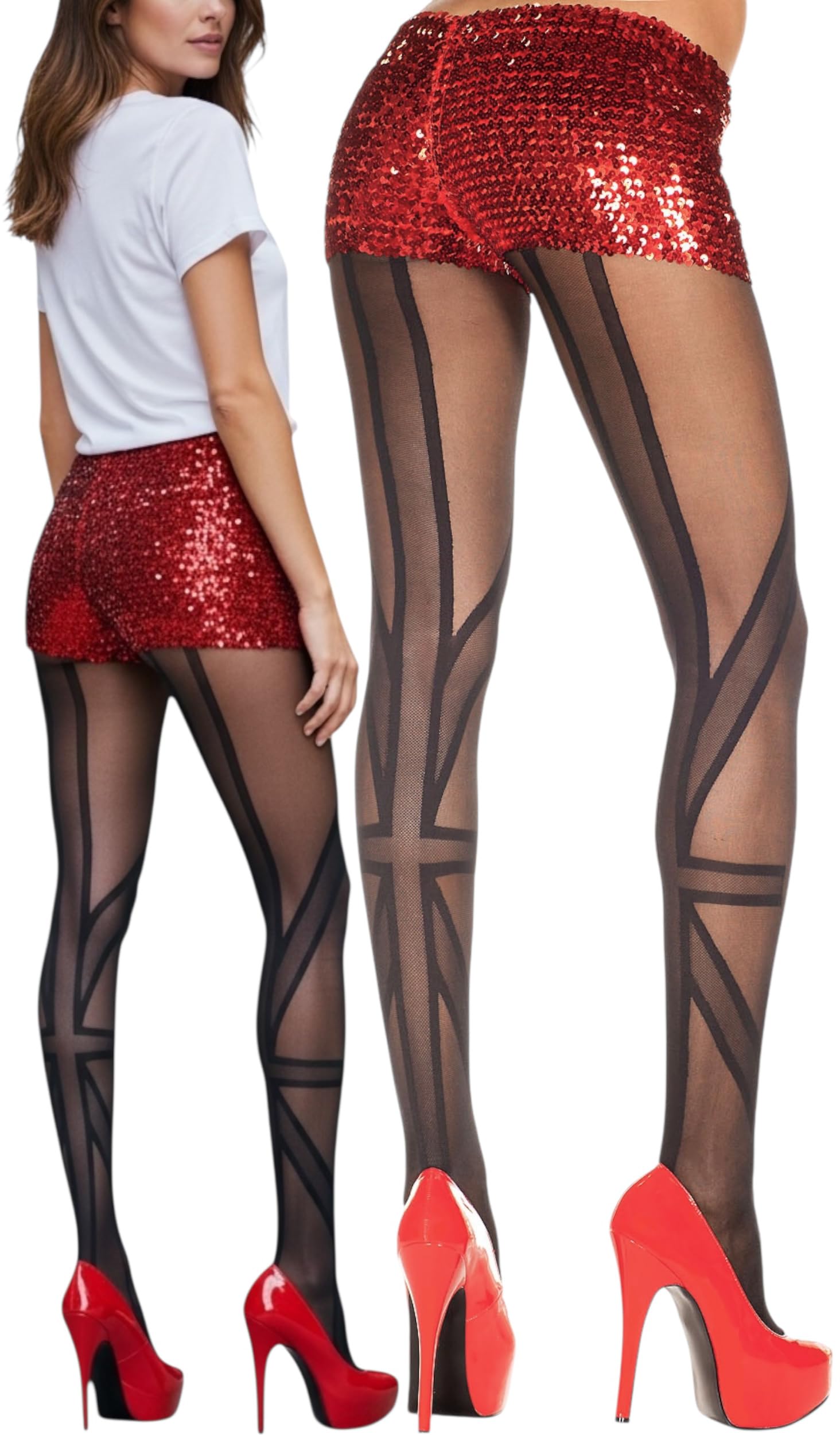 ToBeInStyle Women’s Superhero Superwoman American Flag Opaque Tights Costume Pantyhose