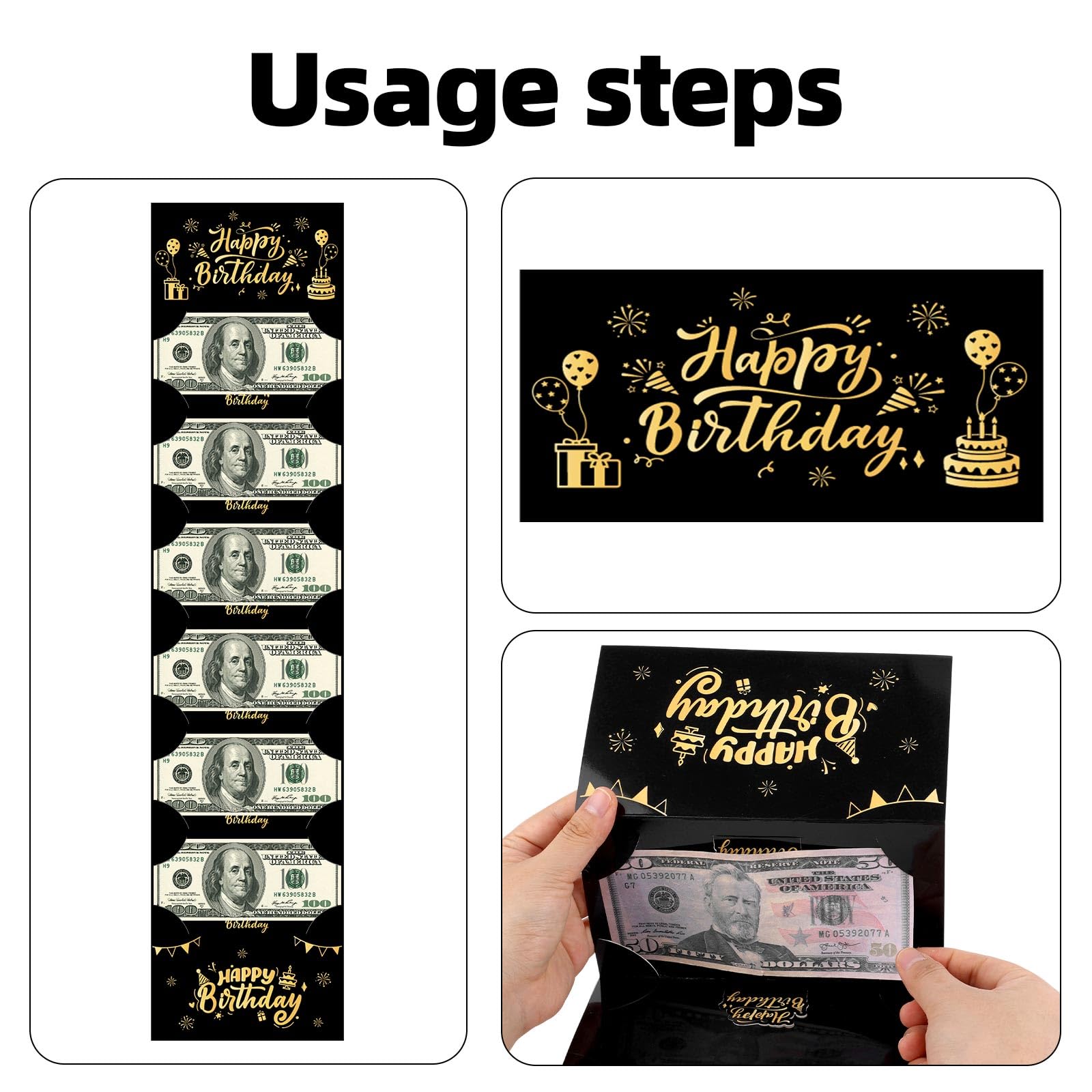 Porta Soldi per Compleanno Oro Nero 6 Scomparti Uomini Donne Bambini Regalo Creativo