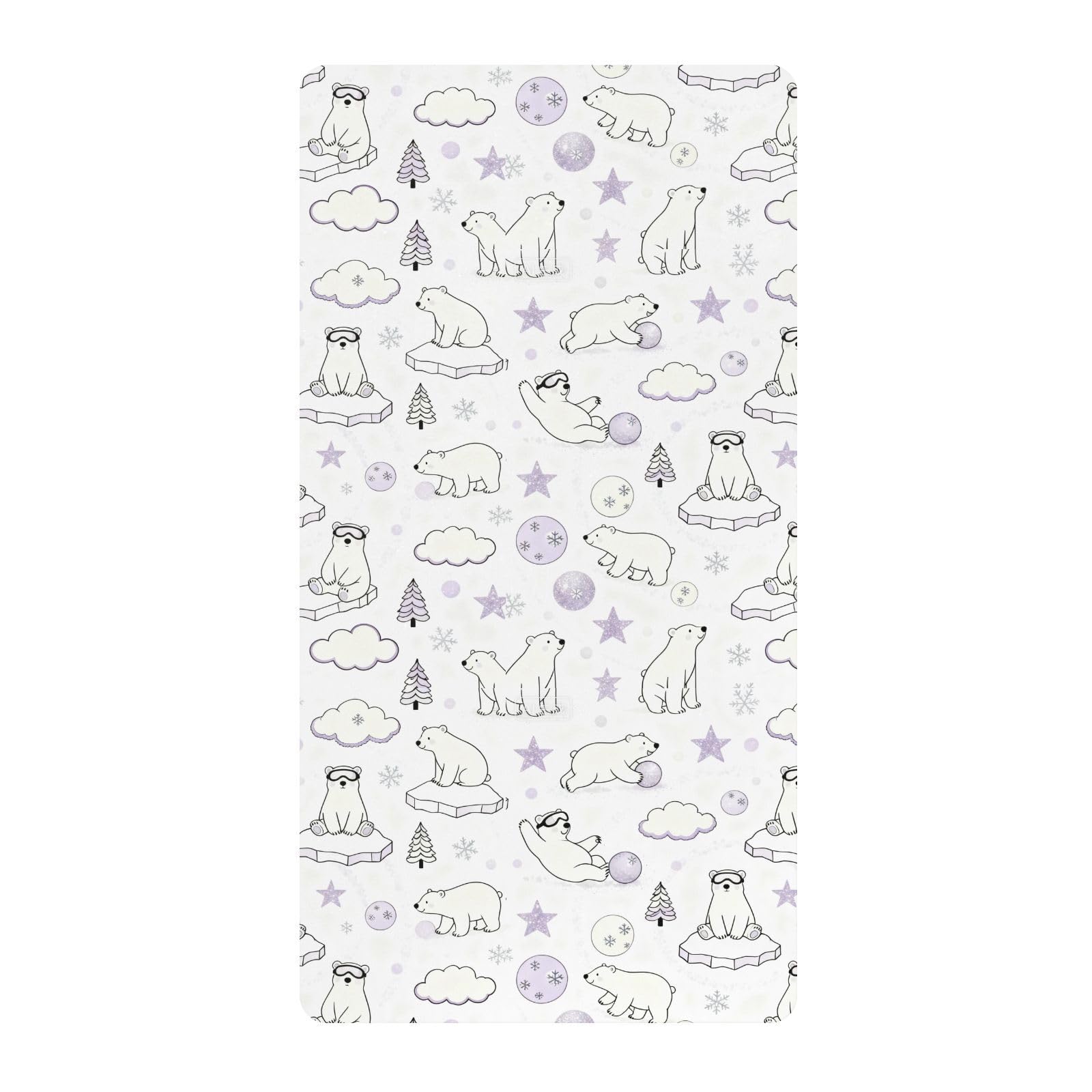 Lenzuola per culla in cotone morbido elastico viola divertente orso polare mussola biancheria da letto per culla per vivaio 1 confezione cuna de acolchonado 52x28
