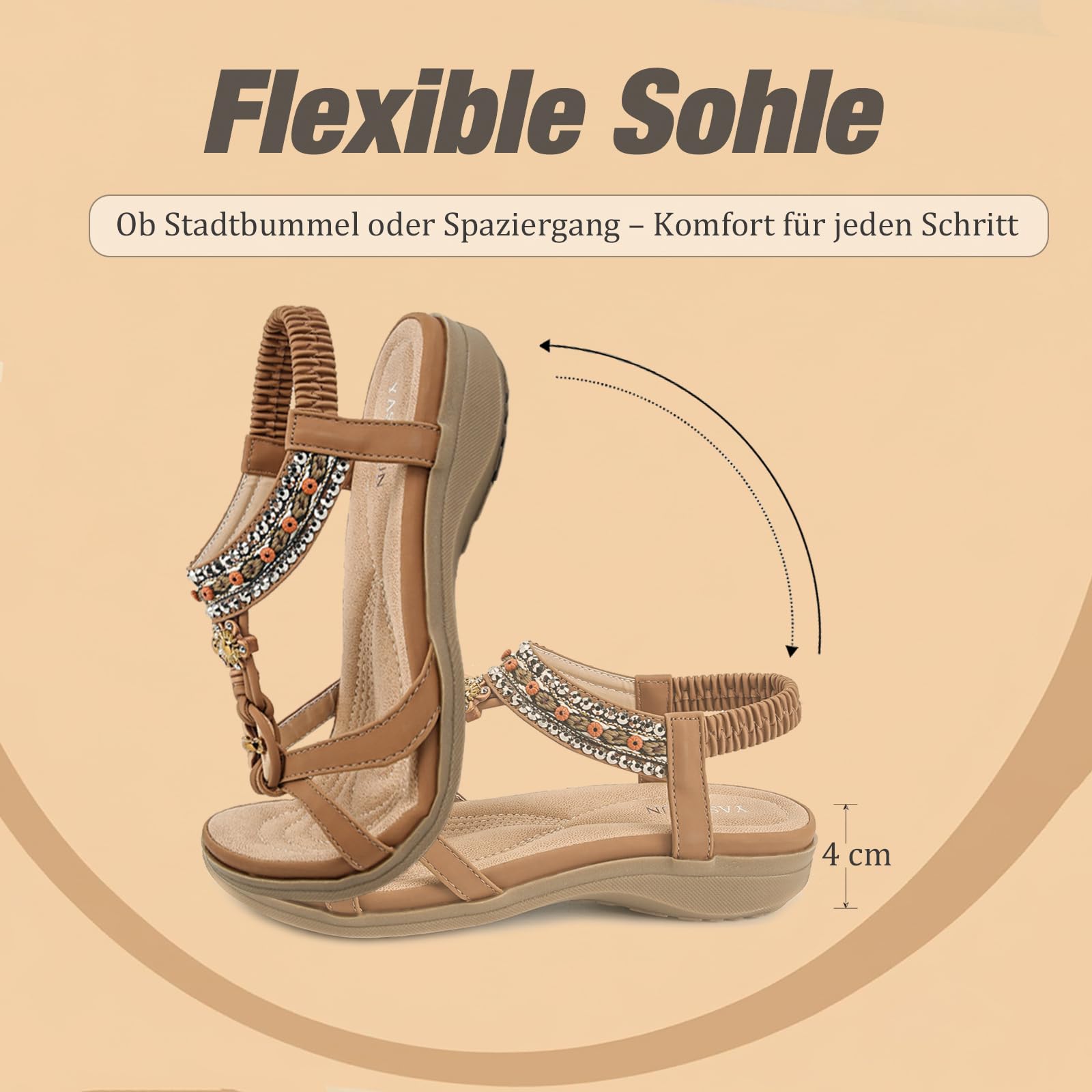 Sandali Piatti da Donna Eleganti Estive Bohemia Sandali de Spiaggia Comode Scarpe Aperte con Elastici Casual Open Toe