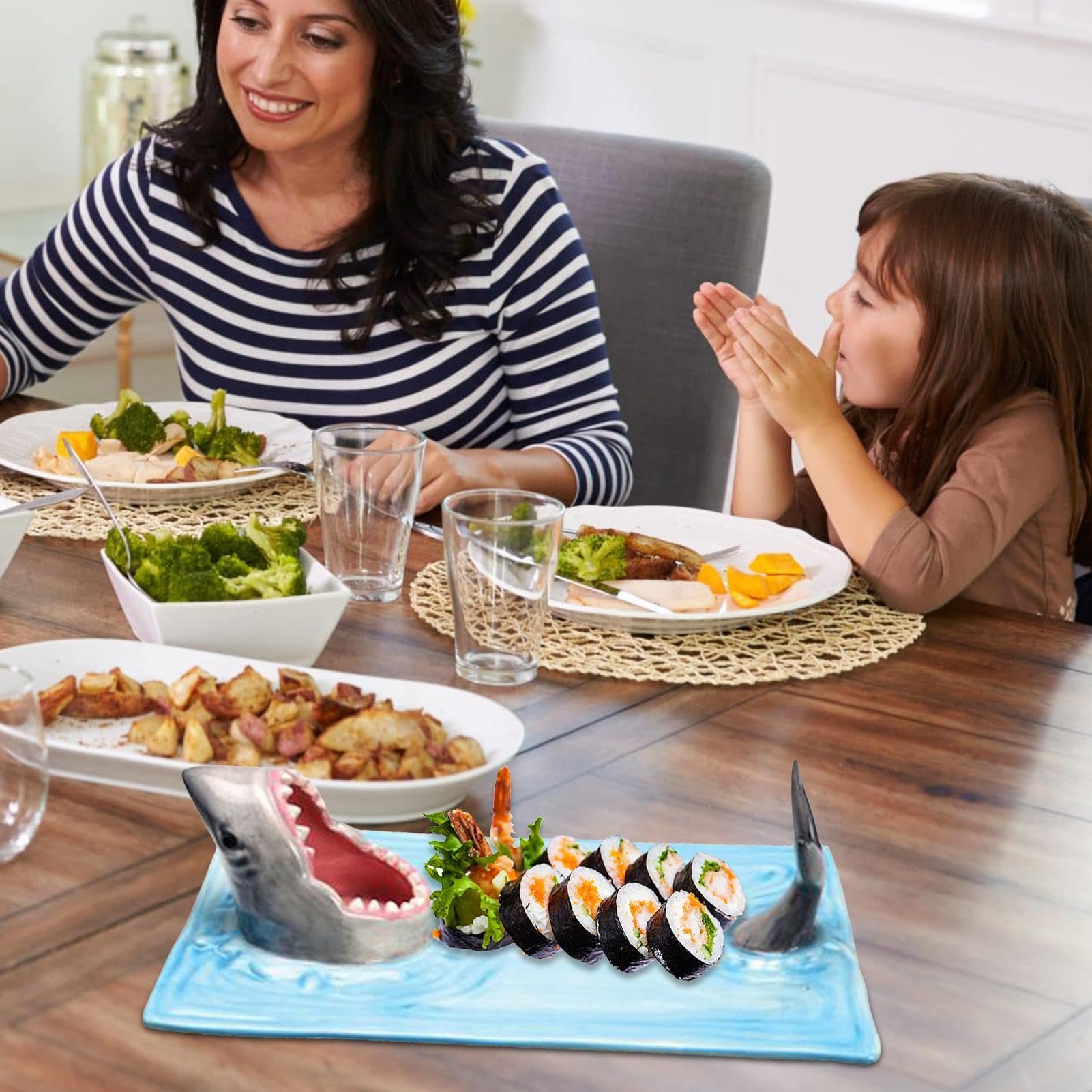 Shark Sushi-Teller, Keramik-Sushi-Teller Käseplatte Multifunktional