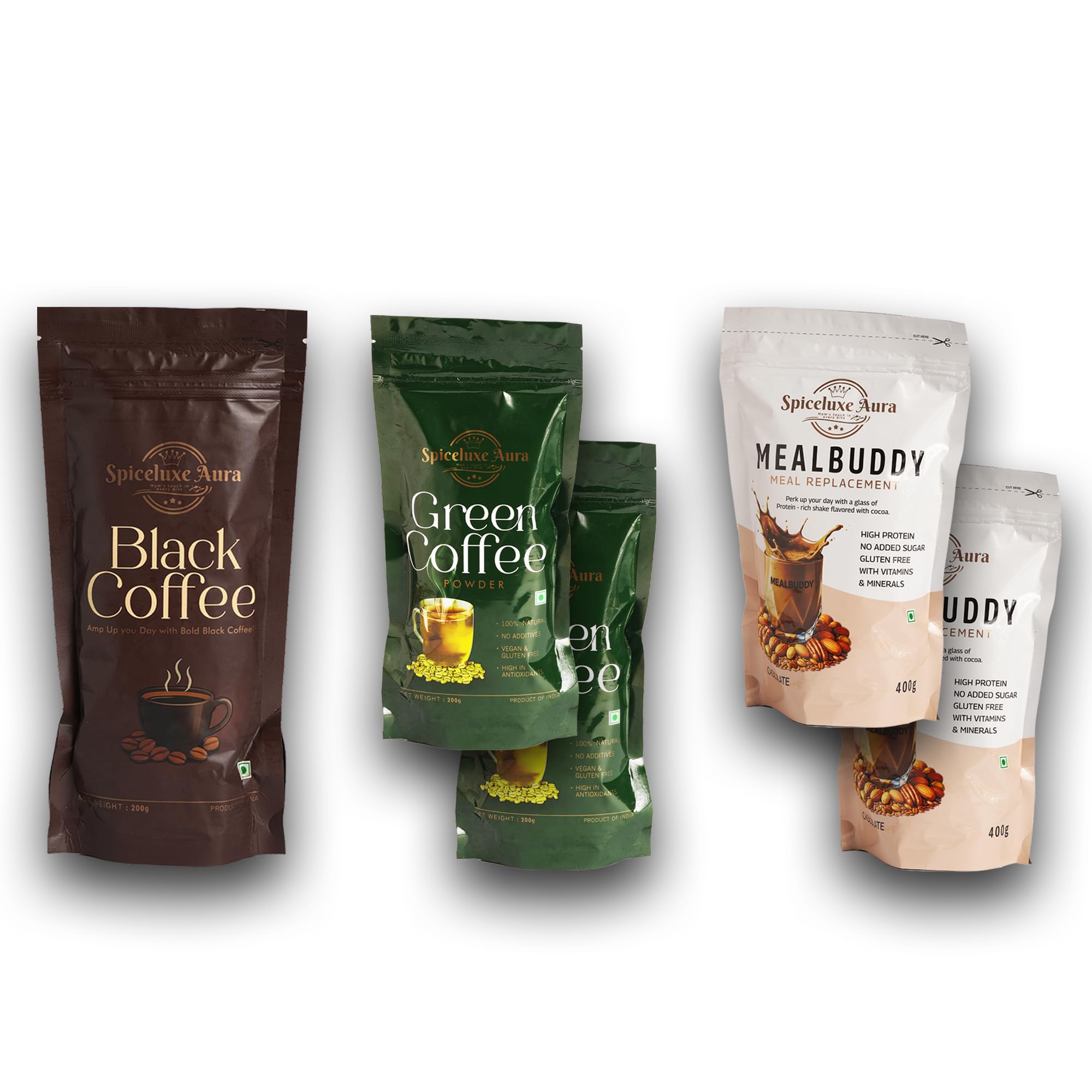 MealBuddy Meal Replacement Combo with Black Coffee and Green Coffee Powder, High Protein, Gluten-Free, No Added Sugar, 1000g-image-28