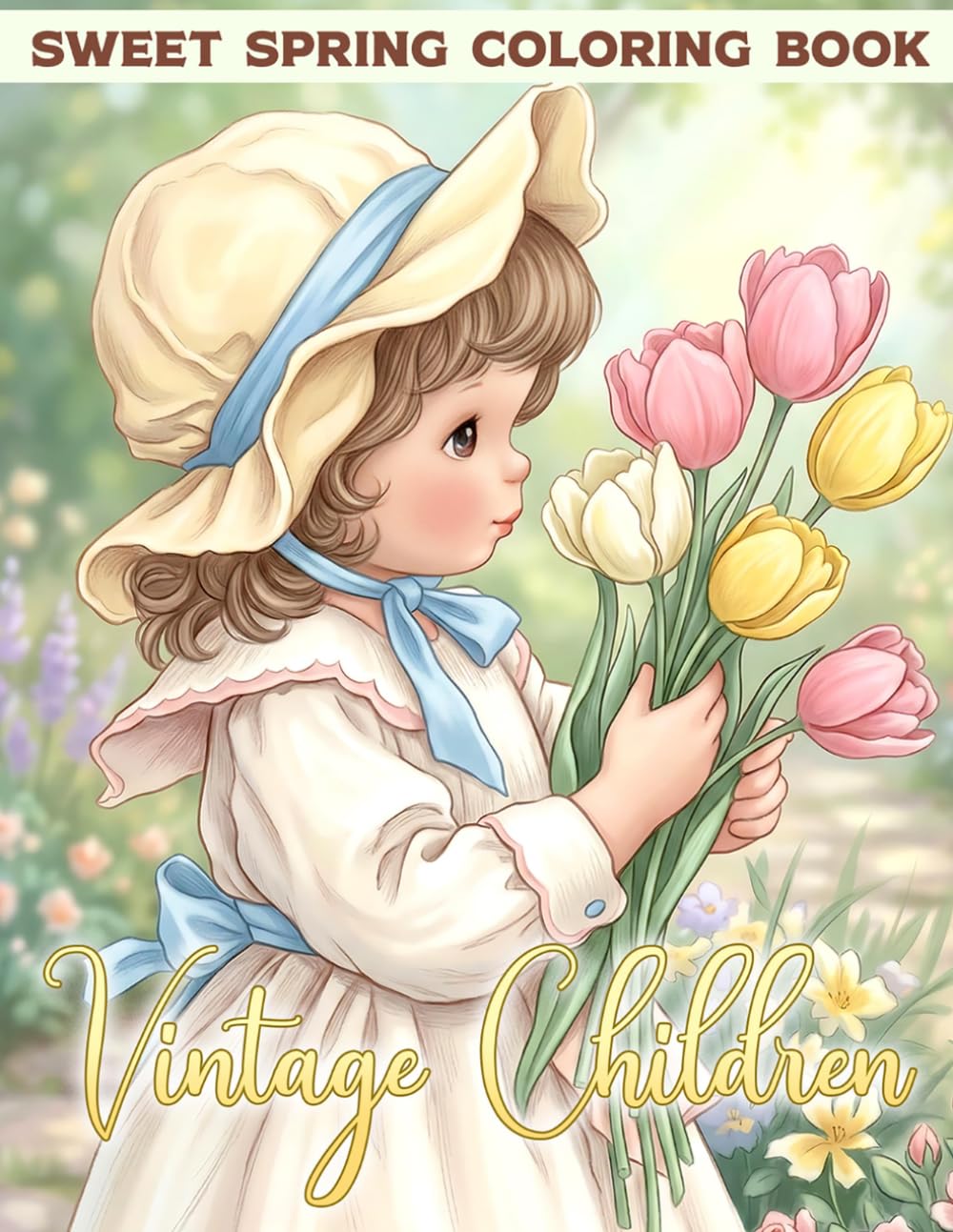 Spring Vintage Children Coloring Book: Classic Holiday Coloring Pages with Joyful Childhood in Springtime Days Illustrations for Adults, Teens, and Kids to Relax and Enjoy