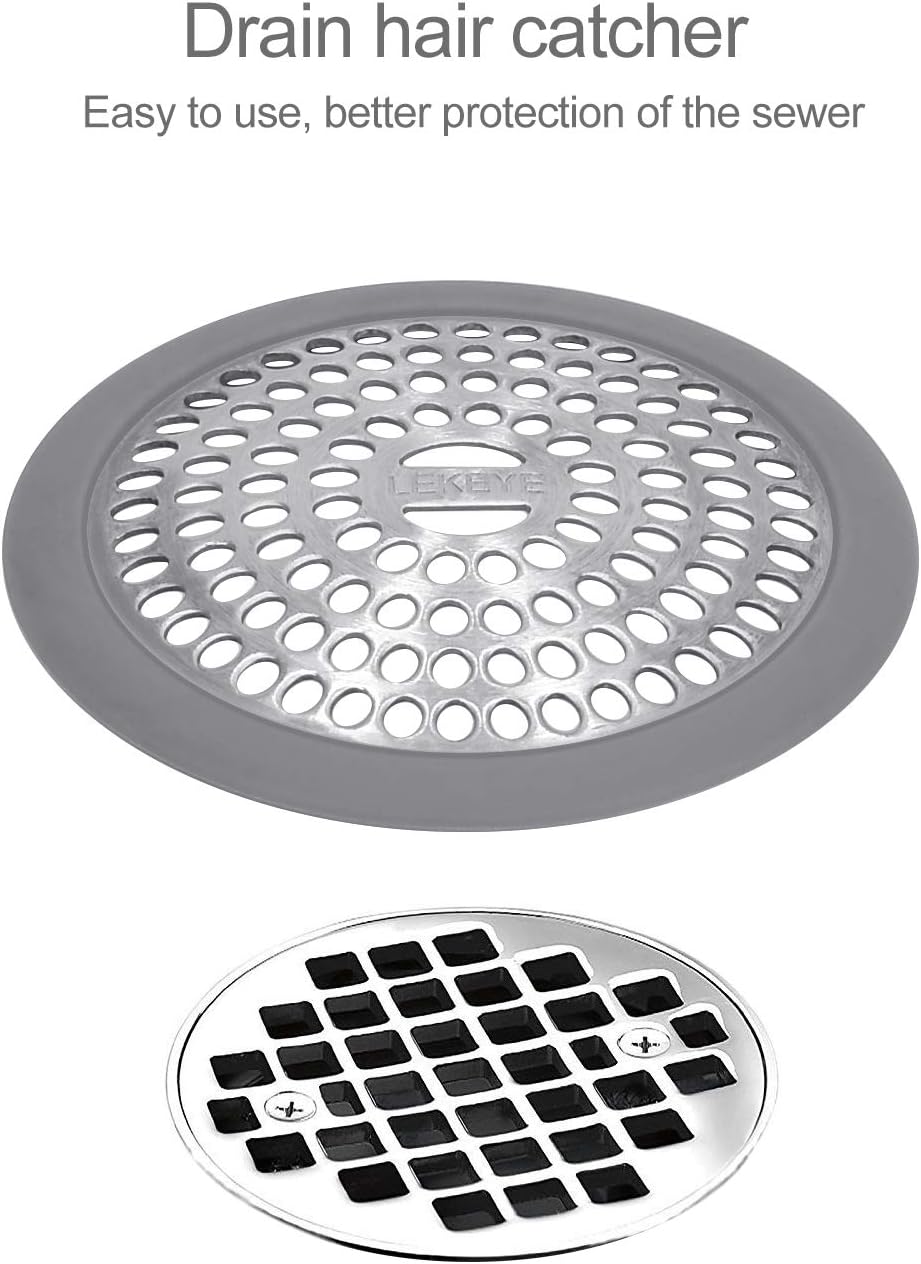 Amazon Com Lekeye Drenaje Capilar Tapa De Drenaje De Ducha Colador De Acero Inoxidable Y Silicona 2 Pack Herramientas Y Mejoras Del Hogar
