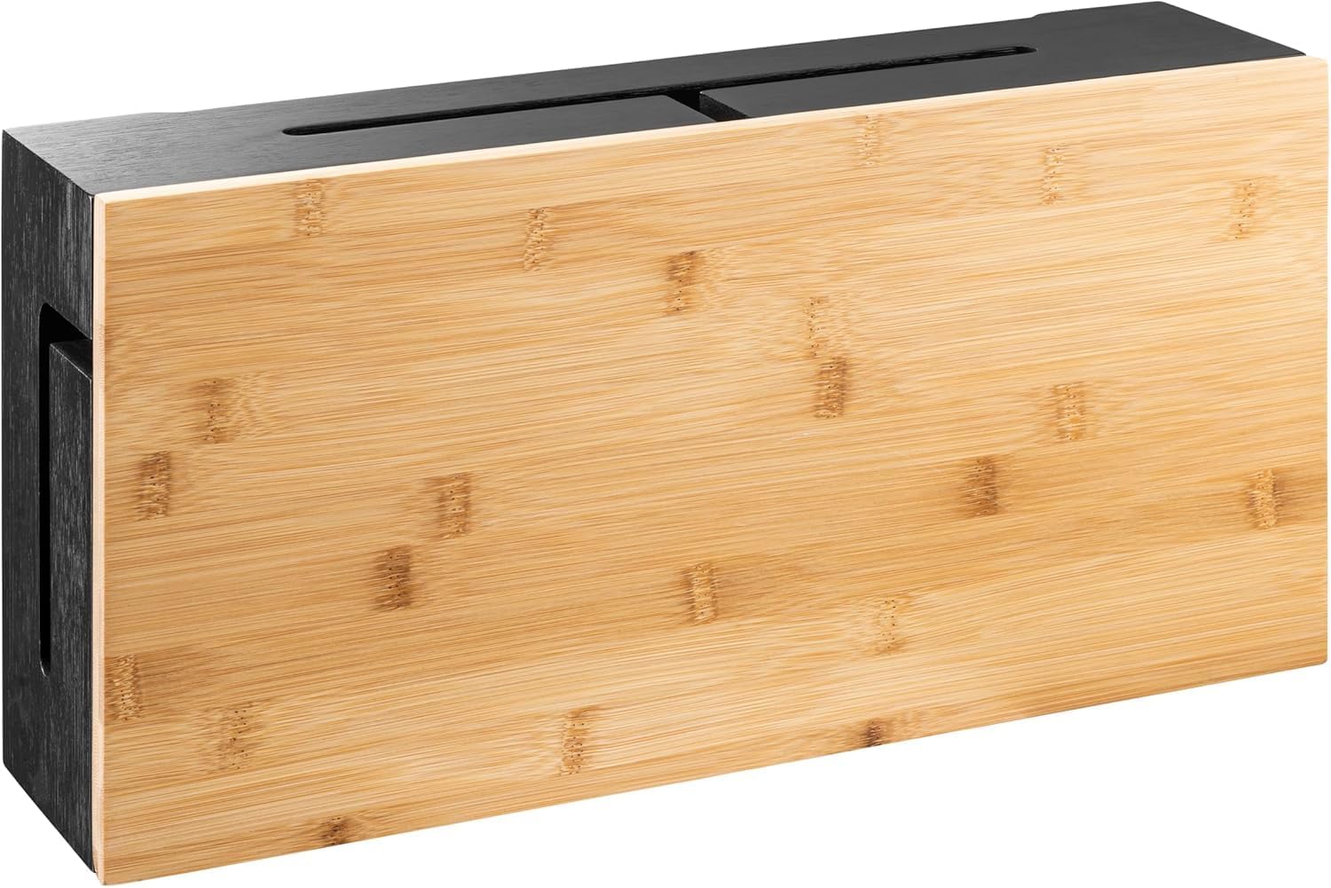 Bambusowa Skrzynka na Kable 41x20x11 cm Organizer Kabli z Pokrywą Magnetyczną Montaż Ścienny Ukrywanie Listwy Zasilającej i Przewodów (Czarny L)