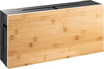 Cable Organiser Box Bamboo 41x20x11cm, Black, Wall Fixings Included