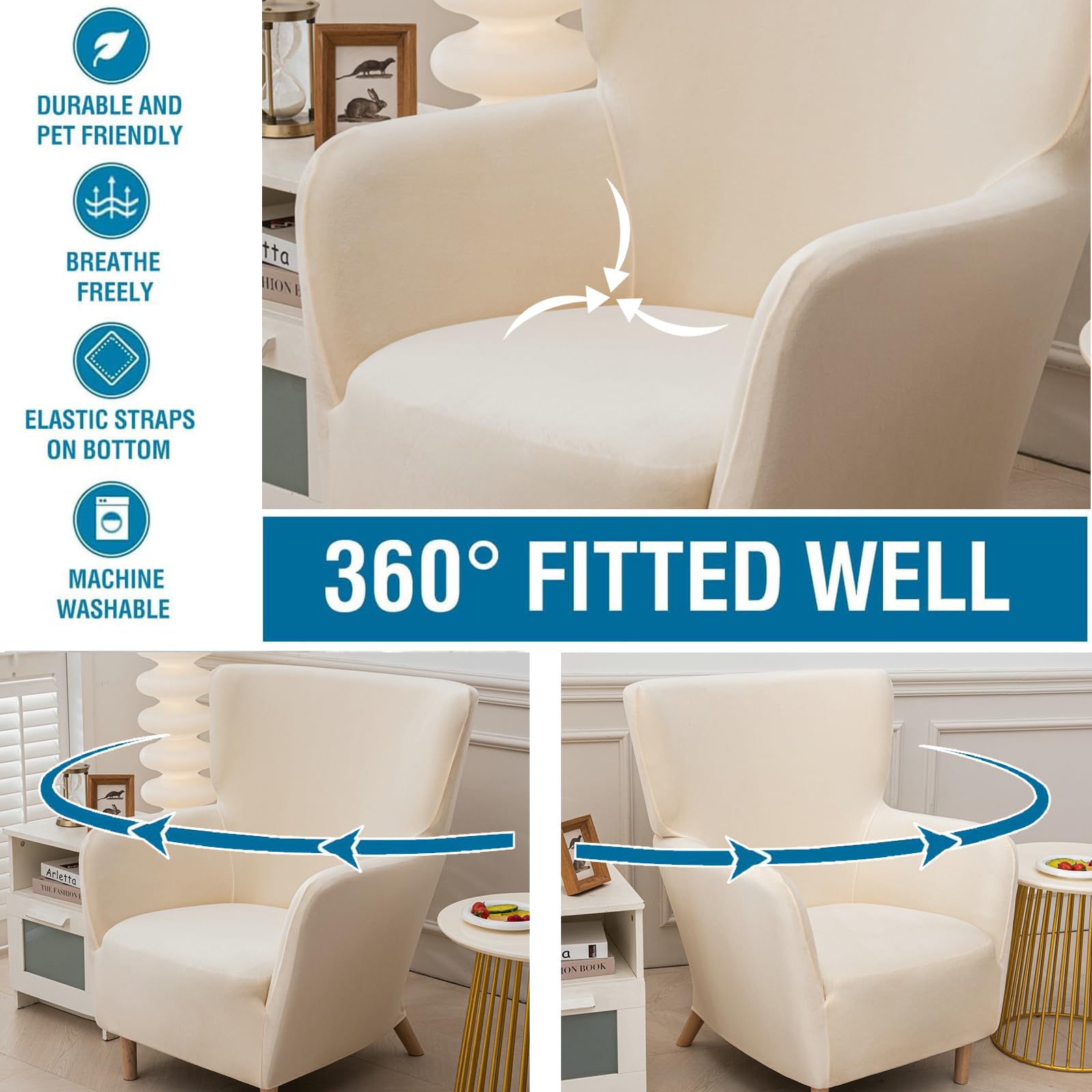 Amazon.com: NILUOH Armchair Slipcover 1-Piece Stretch Velvet Wing