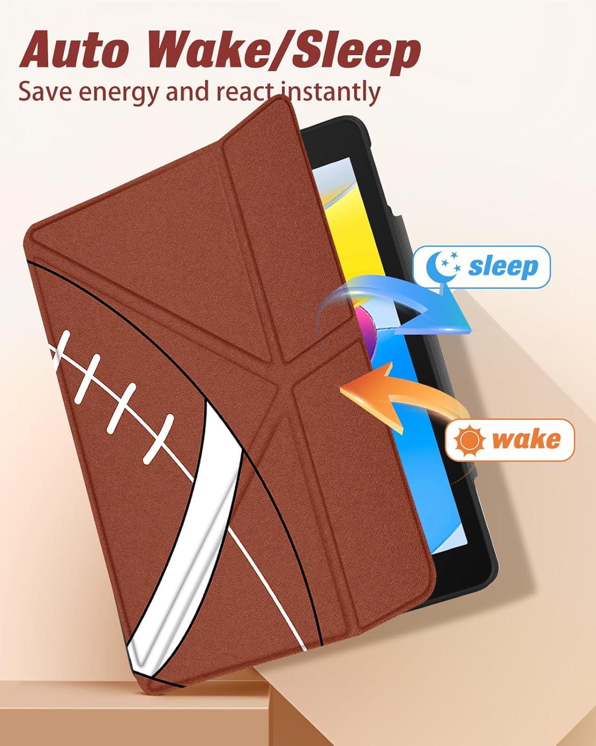 for iPad 9th/8th/7th Generation 10.2 Inch Case with Pen Holder for Boys Girls Women Men Cute Cartoon Anime Cool Funny Protector Stand Tablet Cover for Apple i Pad 7/8/9, Rugby Brown Rugby for iPad 9th/8th/7th