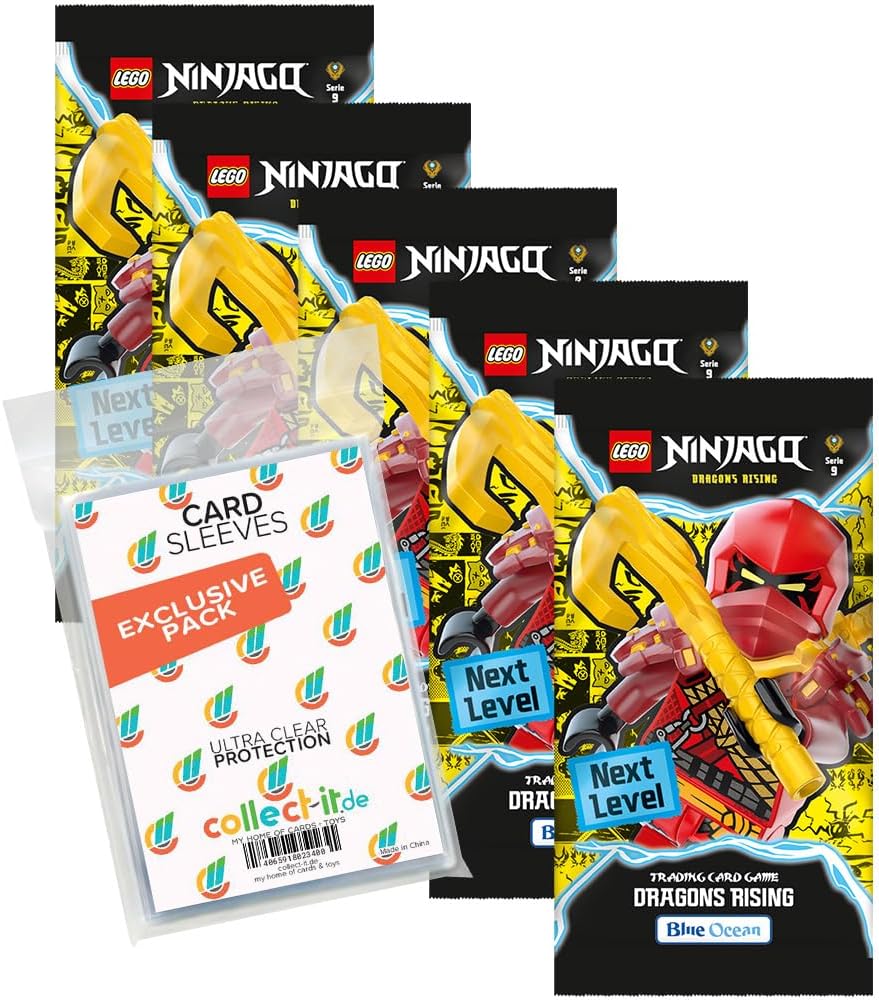 Bundle with LEGO Ninjago Series 9 Next Level Trading Cards - 5 Boosters + Exclusive Collect-it Cases
