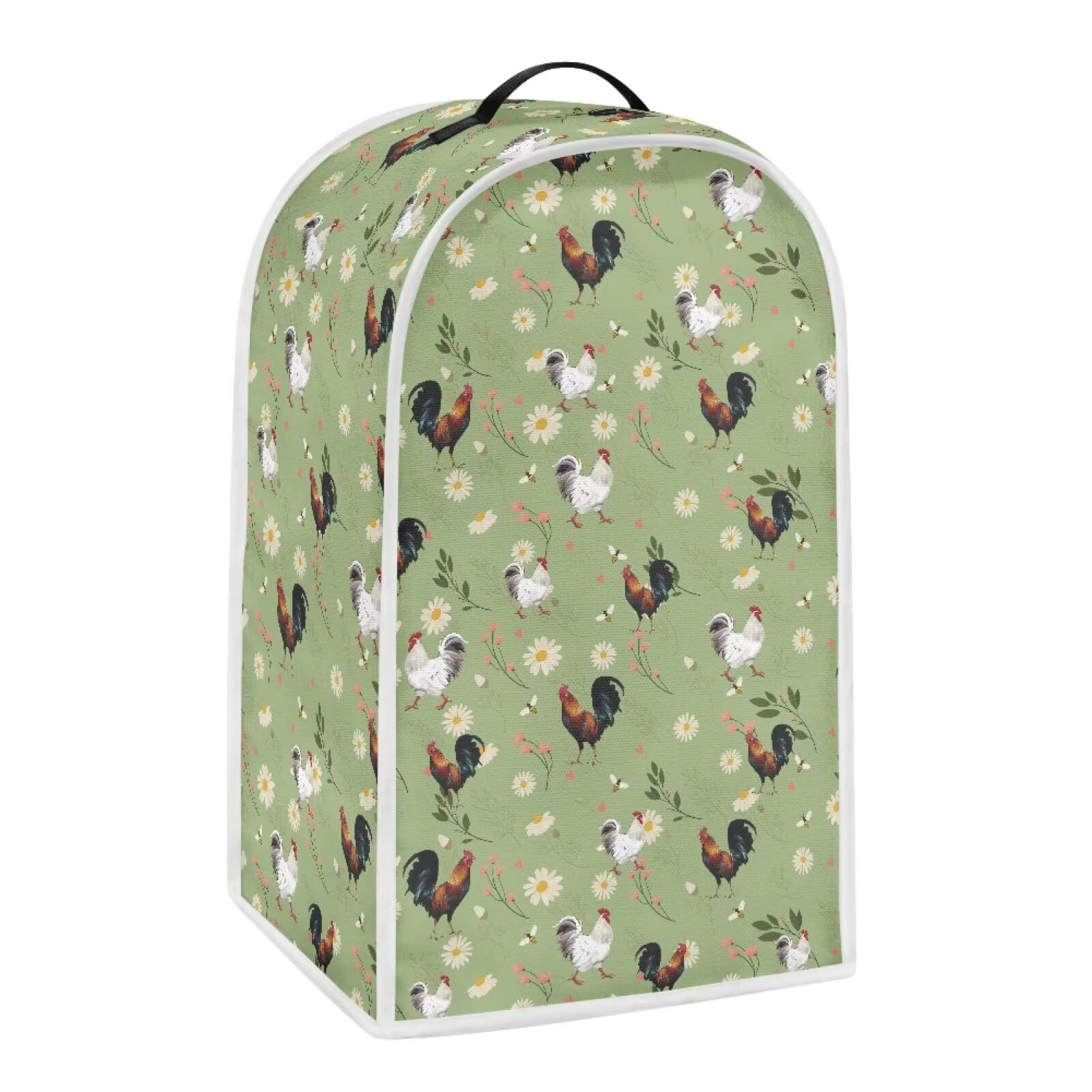 Countertop Blender Cover Kitchen Appliance Cover Dust Protection Anti Fingerprint Easy to Clean Fits All Standard Kitchen Blender Appliance, Machine Washable, Rooster Daisy Floral Green