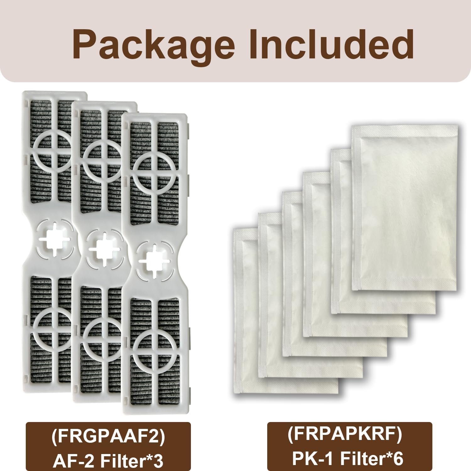 3 PCS PureAir AF-2 ‎(FRGPAAF2) Refrigerator Air Filter and 6 PCS PK-1 (FRPAPKRF) Fruit and Veggie Saver Refill Compatible with Frigidaire Refrigerator