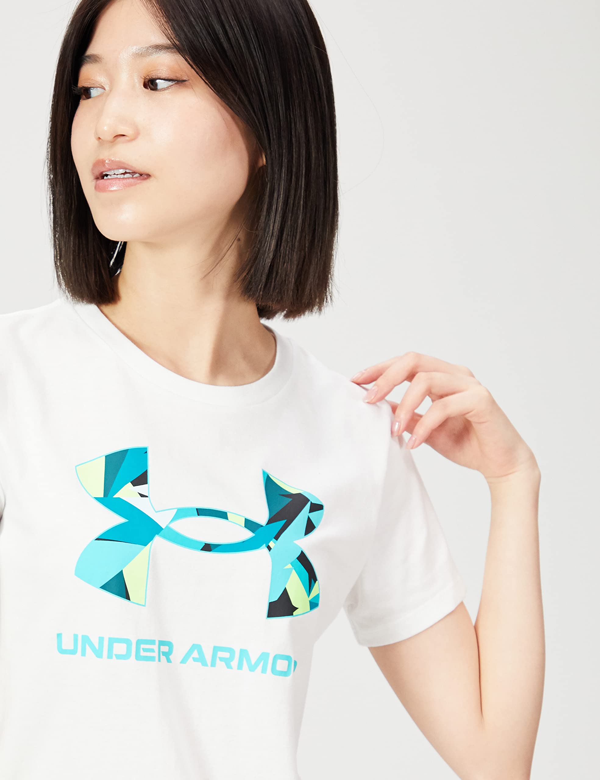 Under Armour Mujer UA Sportstyle Graphic Manga Corta Top, Blanco/Neptune, XS