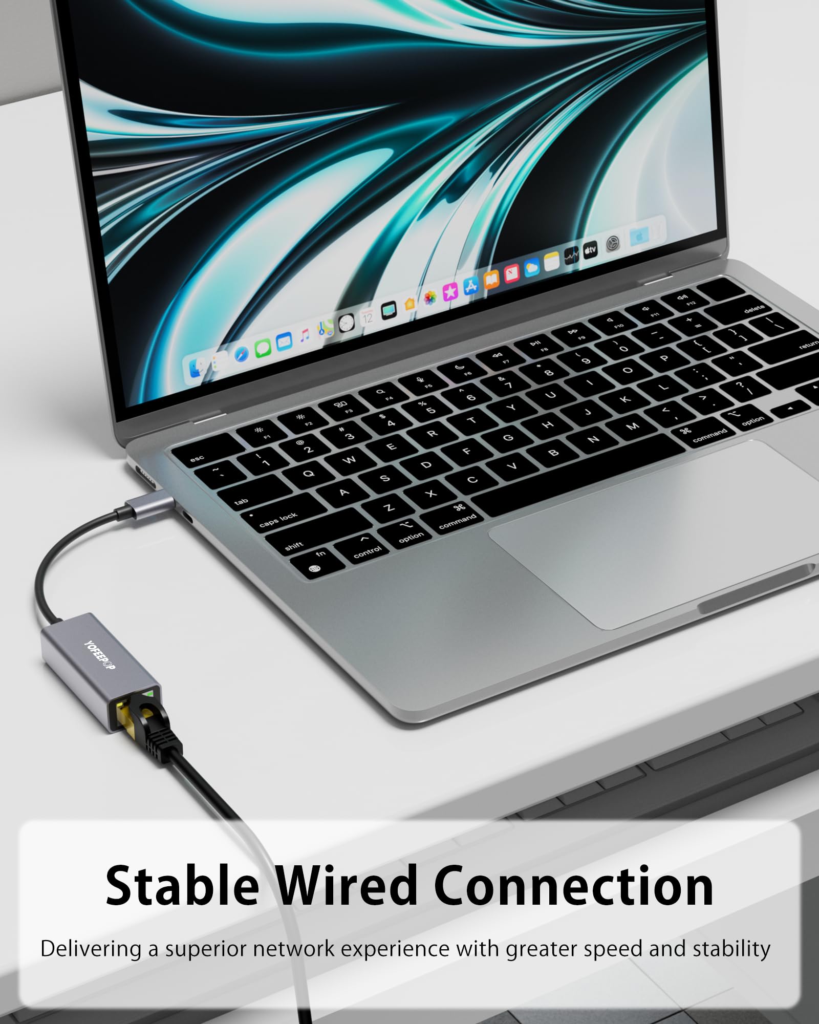 USBC to Ethernet Adapter, Gigabit Network Adapter, 1000Mbps LAN Ethernet to USB C Compatible with iPhone 15/16/17,MacBook Pro/Air,iPad Pro,Mac — view 5