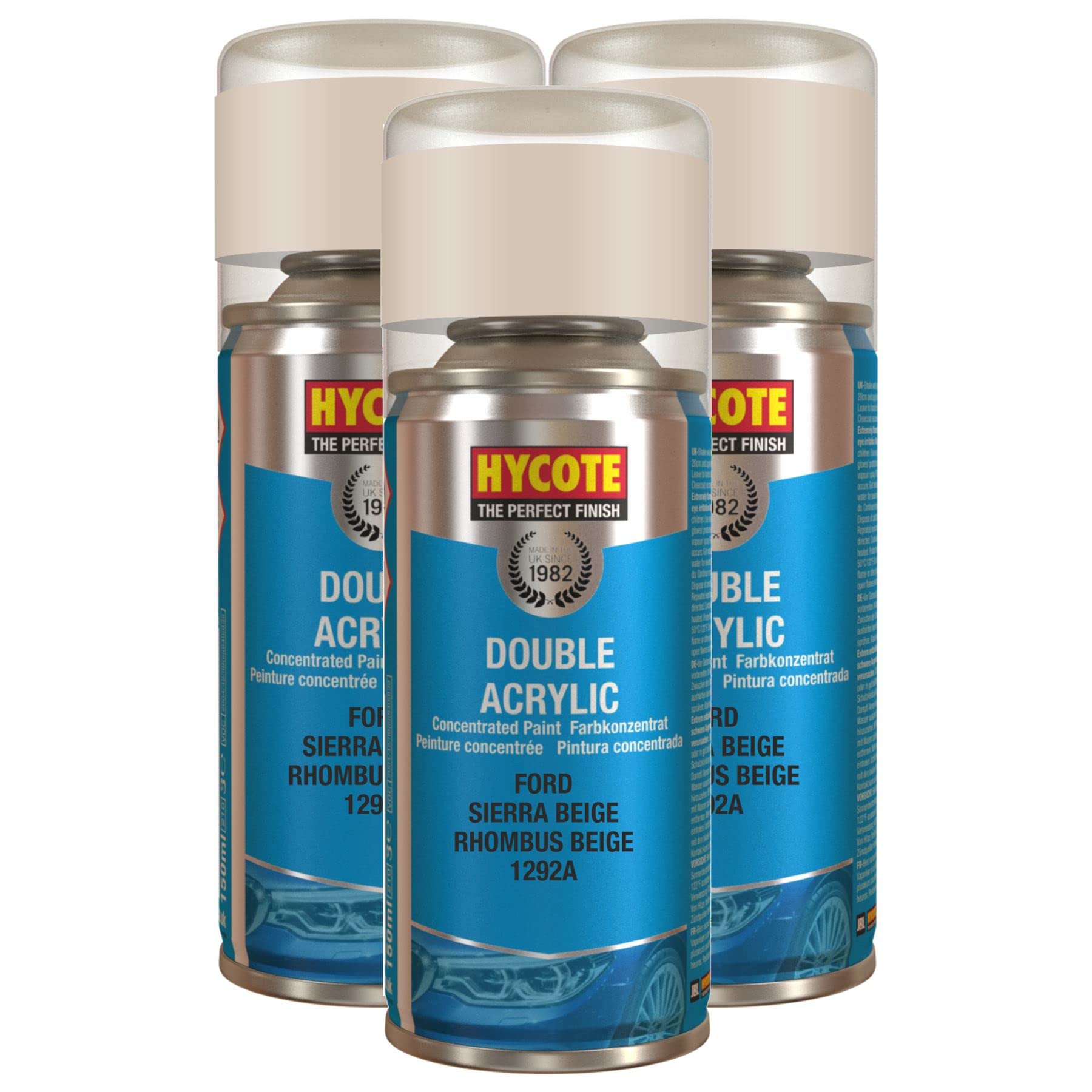 Hycote Colour Spray Paint XDFD112 Ford Sierra Beige 150ml x3