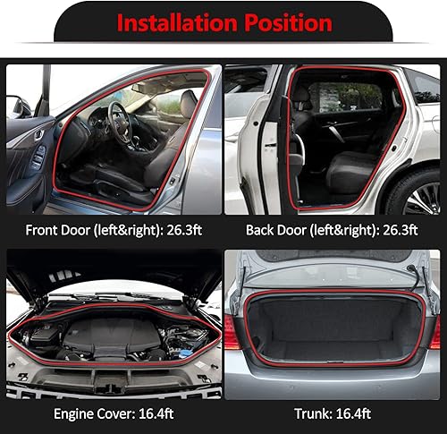 Miniatura 4 de Burletes automotores de 16.4 pies, tira de sellado de goma para puerta de automóvil de doble capa en forma de L, universal autoadhesivo para ventana